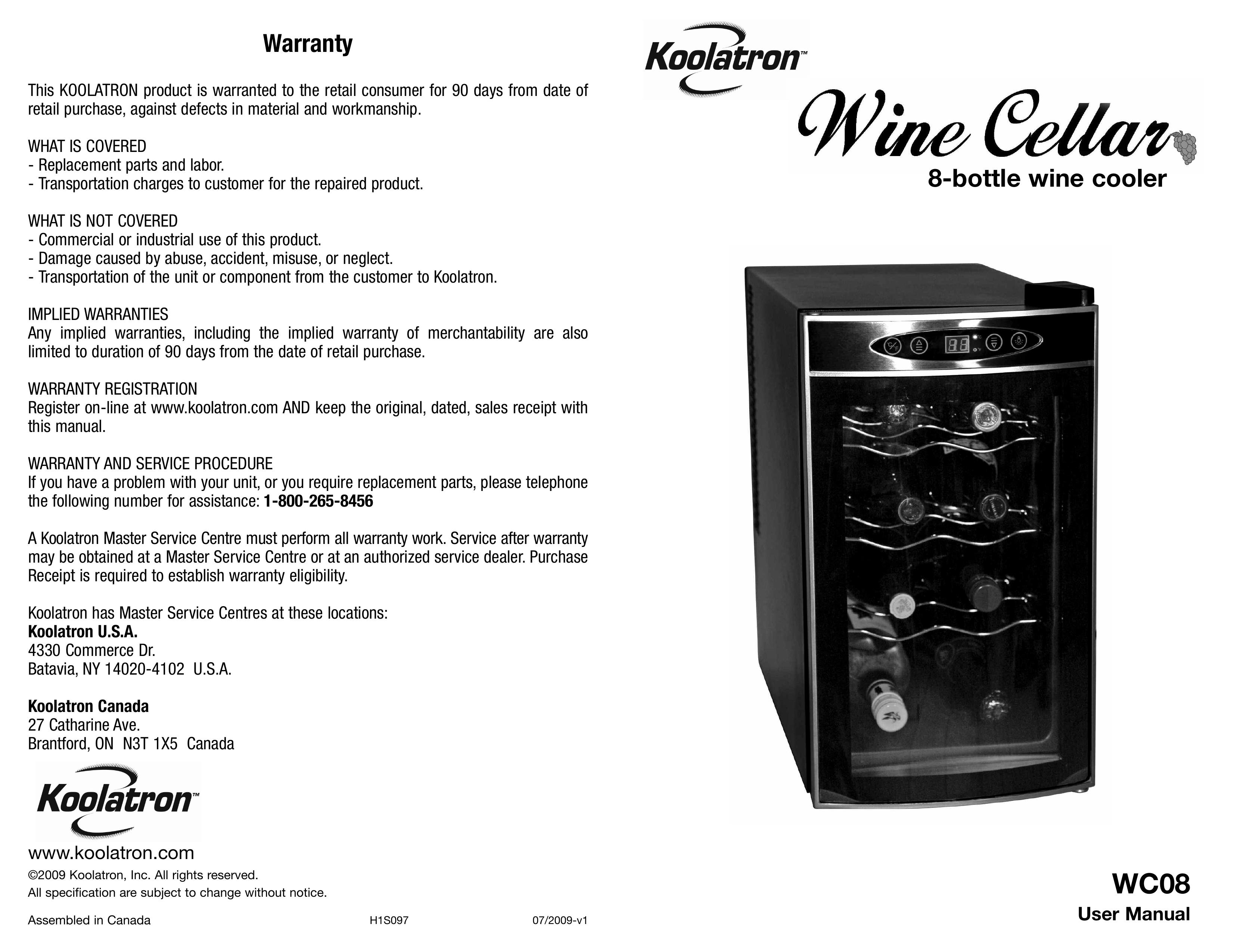 Koolatron WC08 Refrigerator User Manual