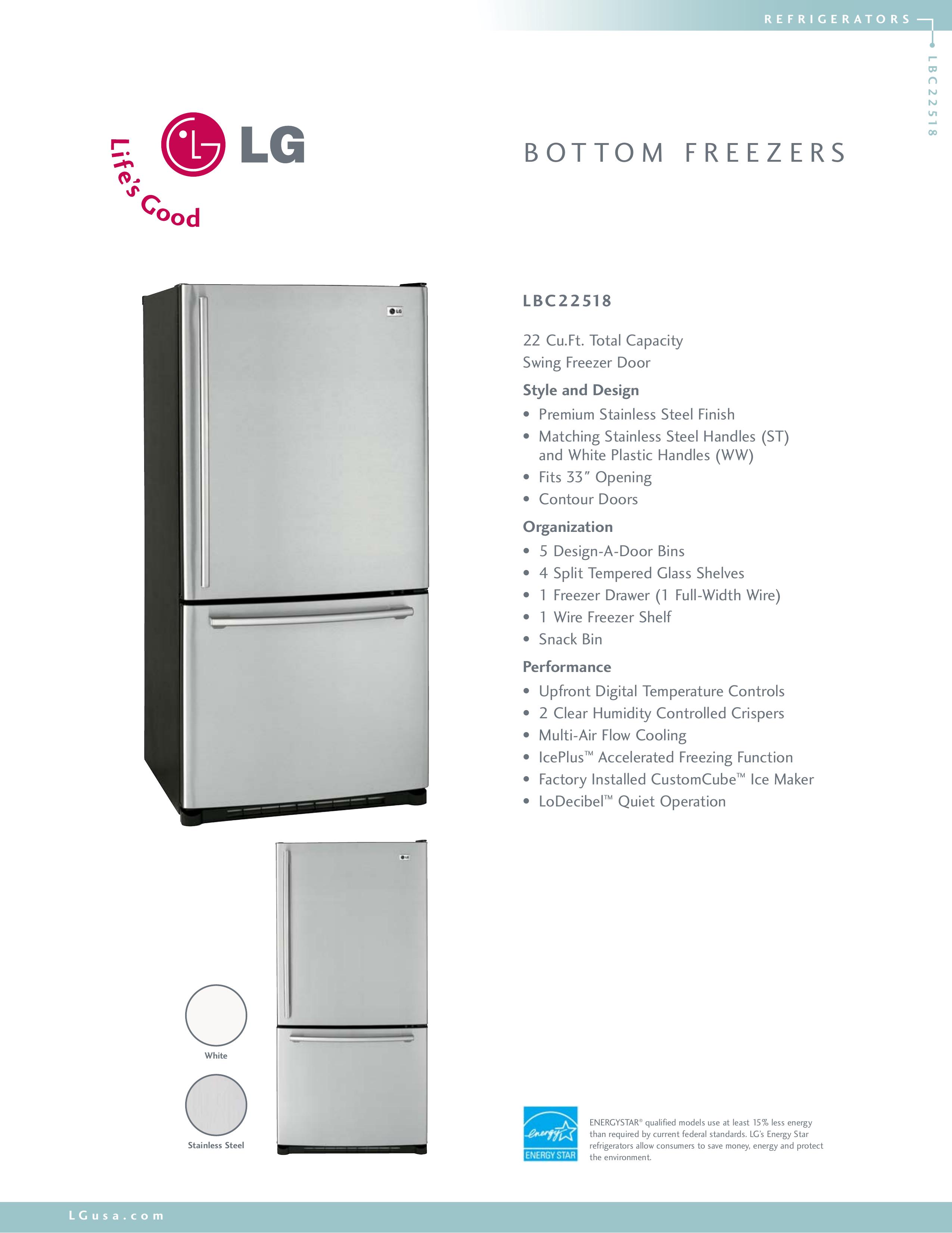 LG Electronics LBC22518 Refrigerator User Manual