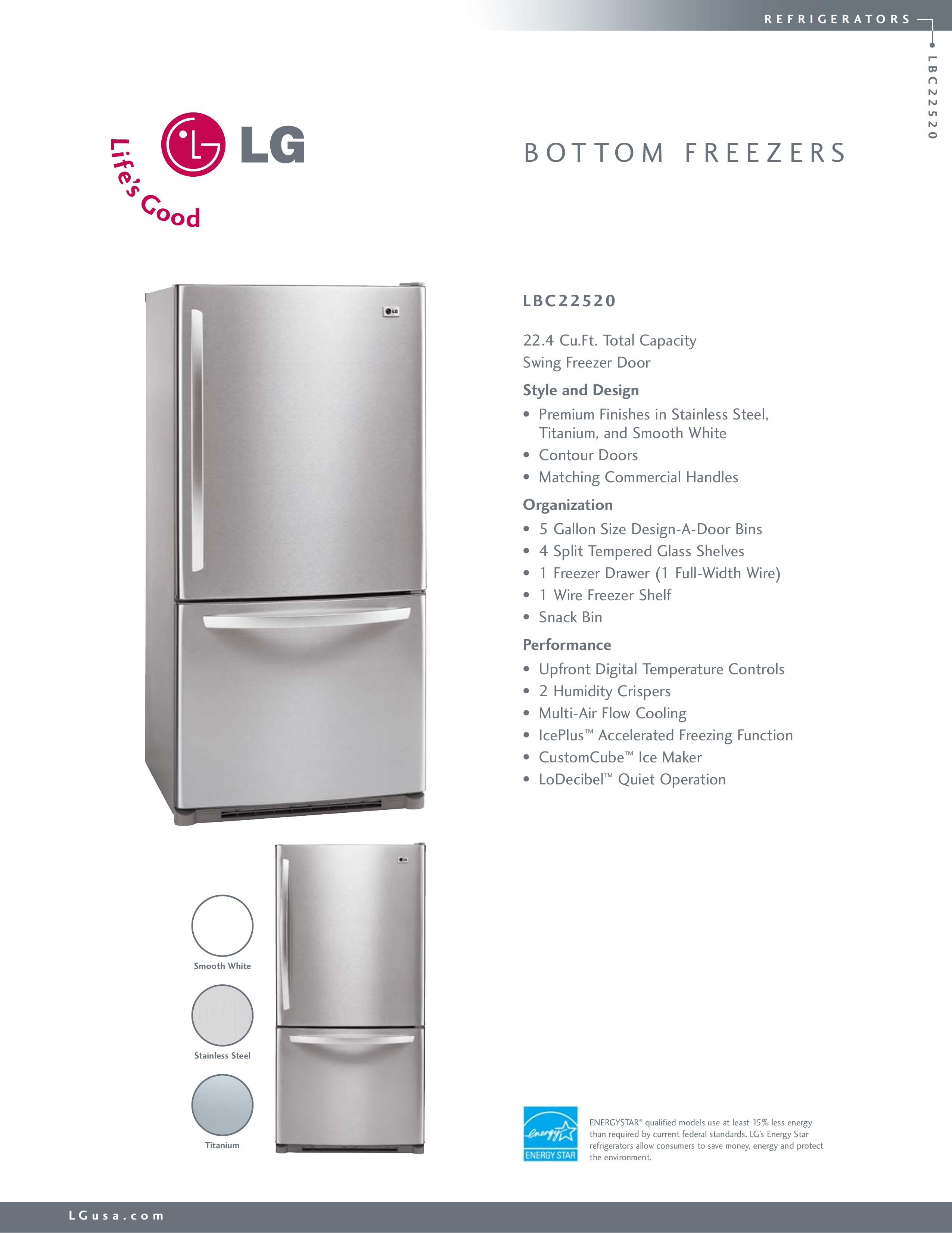LG Electronics LBC22520 Refrigerator User Manual