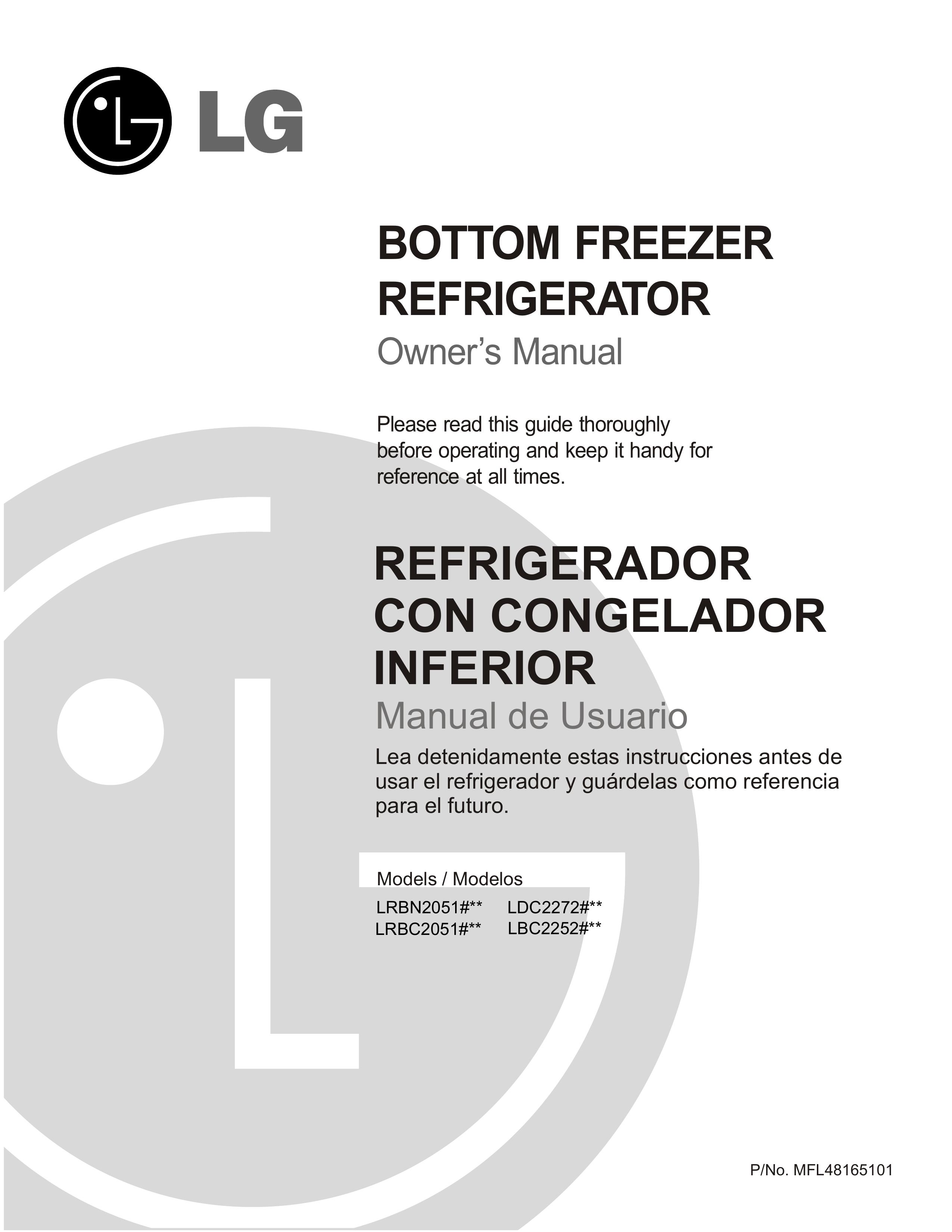 LG Electronics LDC2272 Refrigerator User Manual
