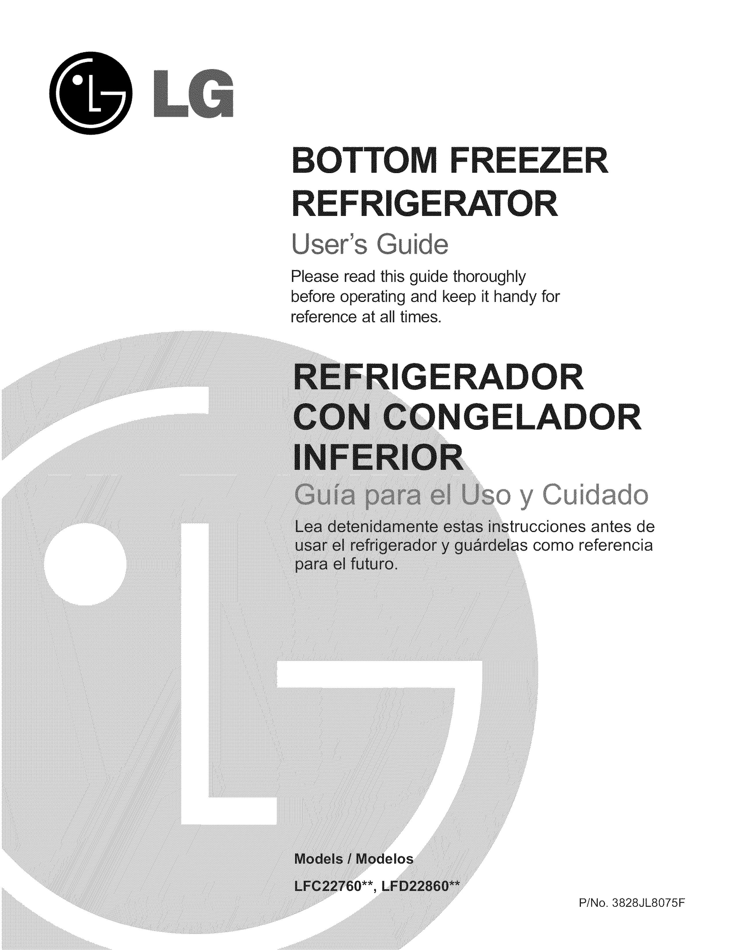 LG Electronics LFC22760 Refrigerator User Manual