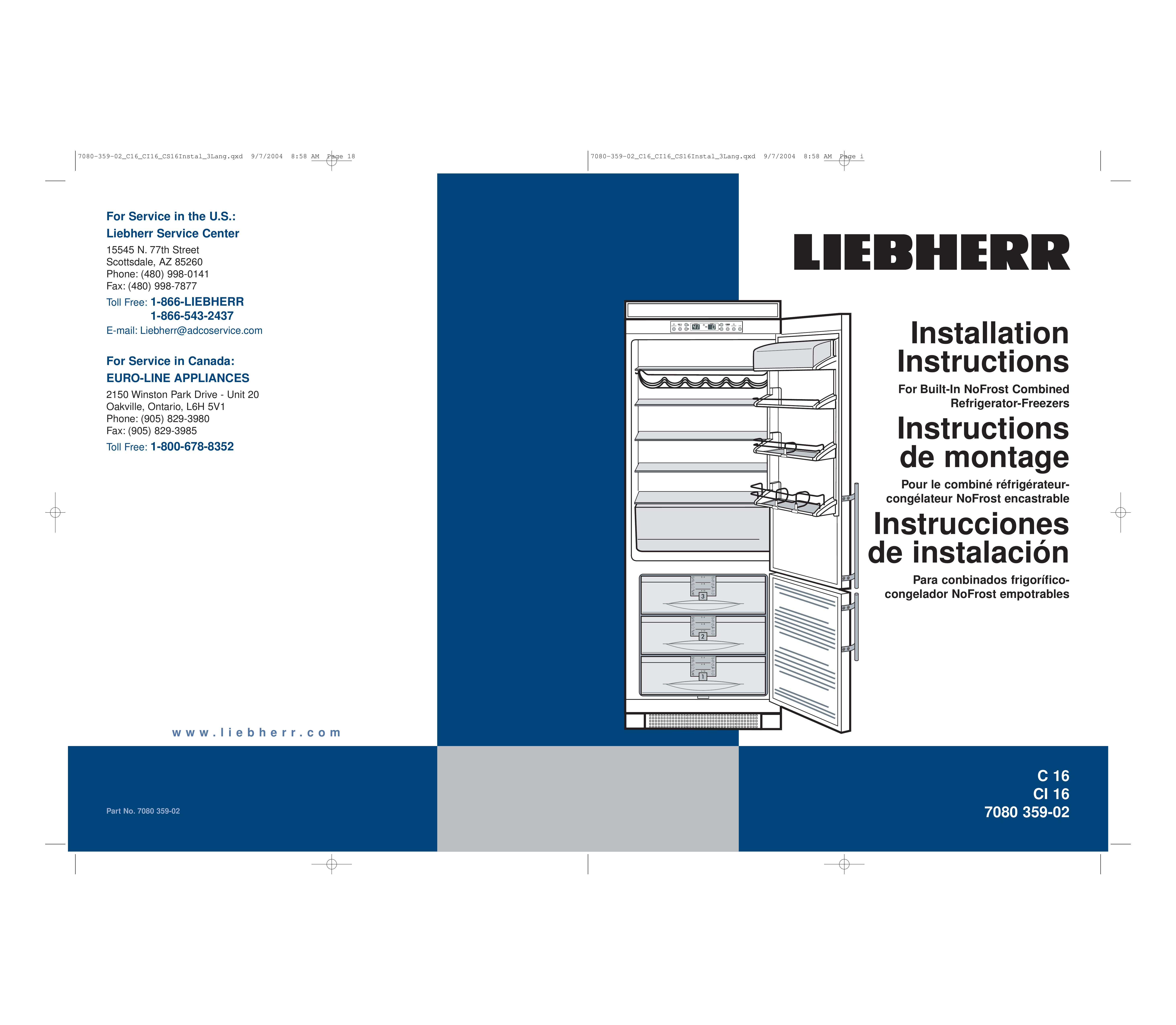 Liebherr 7080 359-02 Refrigerator User Manual