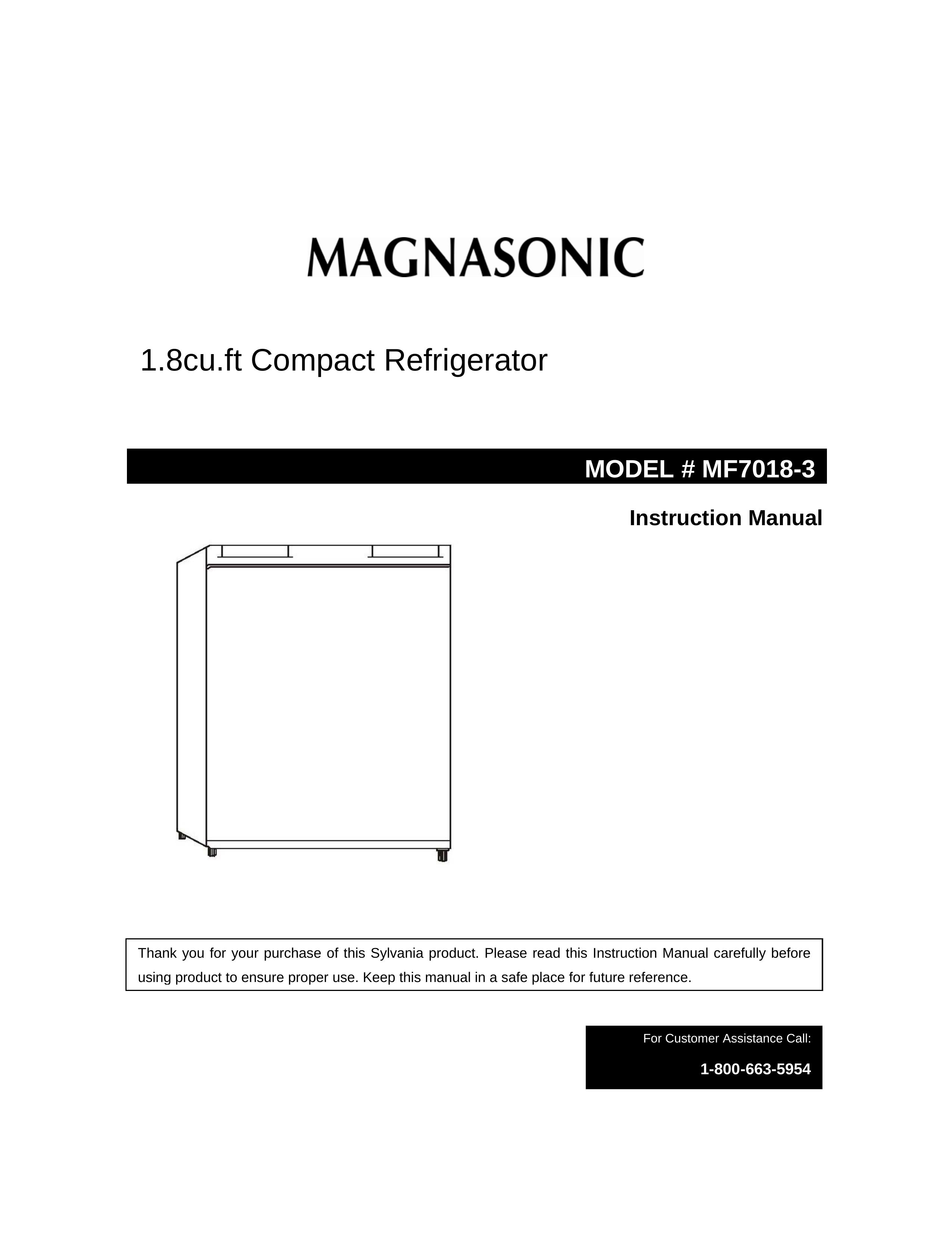 Magnasonic MF7018-3 Refrigerator User Manual