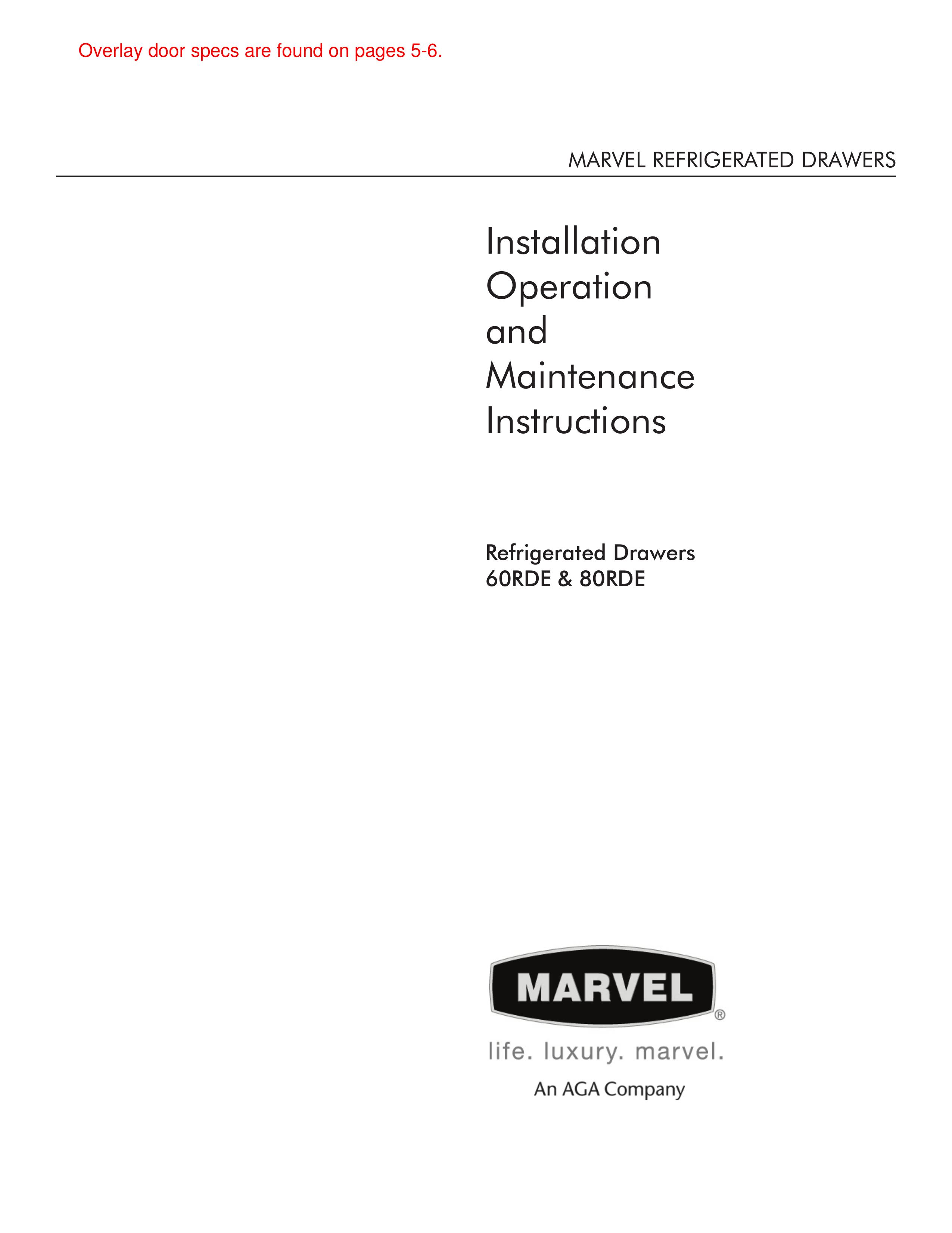 Marvel Industries 60RDE Refrigerator User Manual