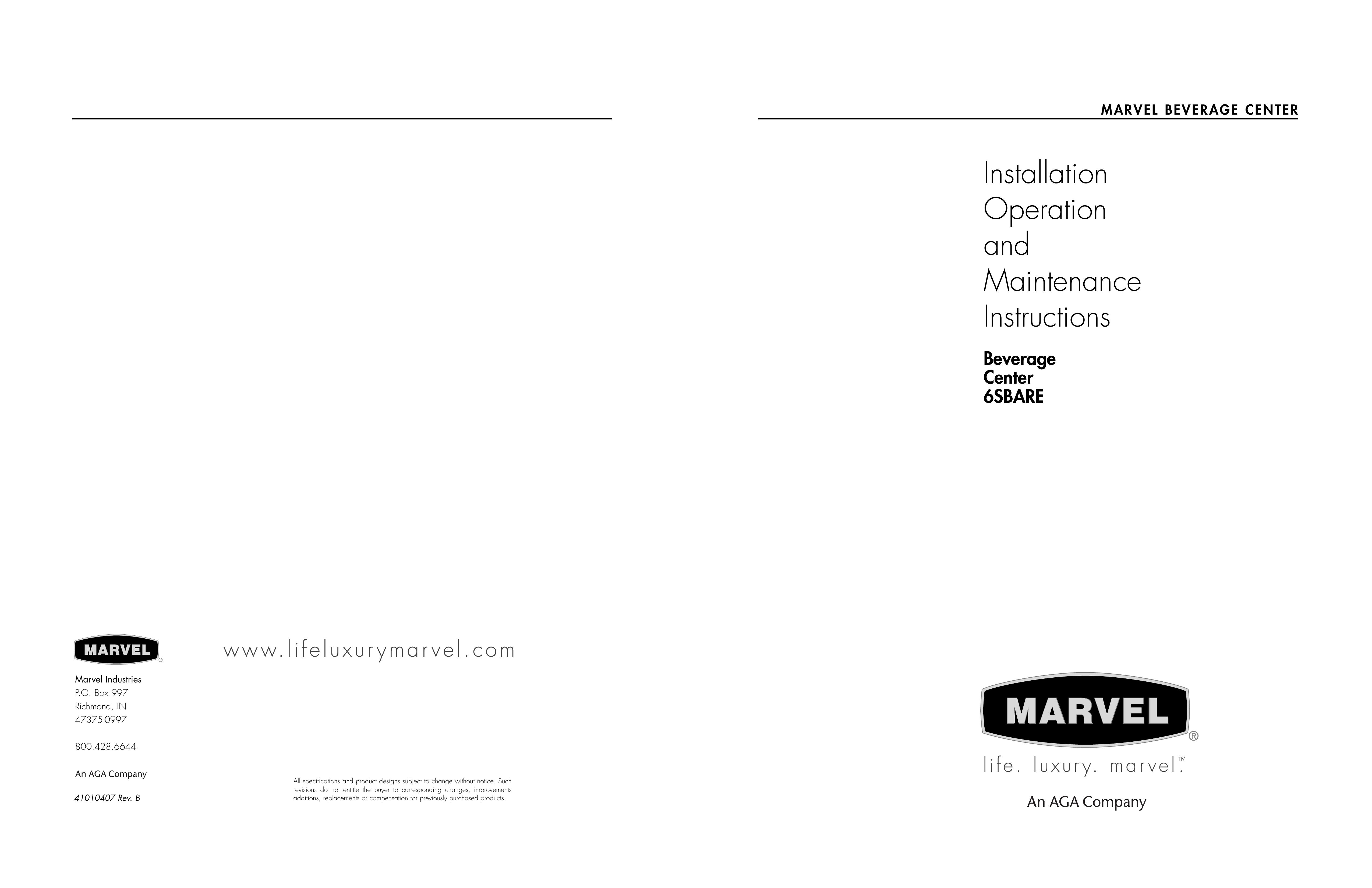 Marvel Industries 6SBARE Refrigerator User Manual