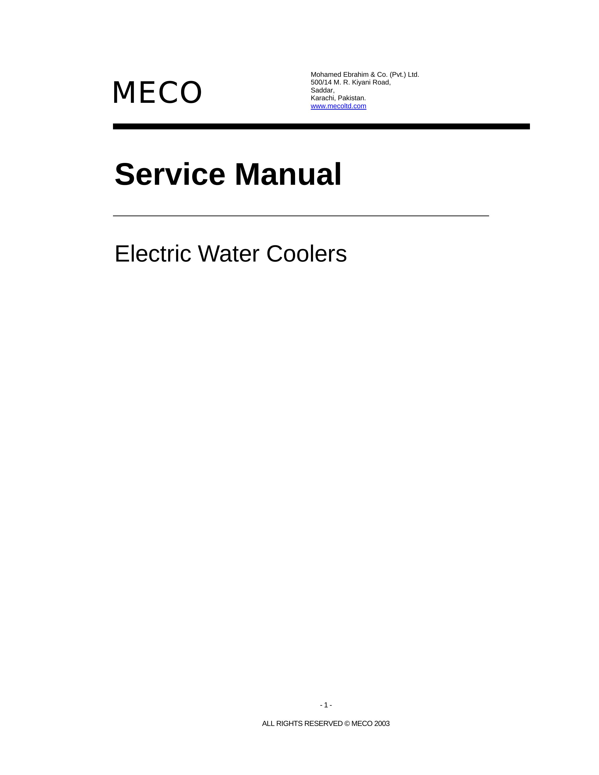 Meco Electric Water Cooler Refrigerator User Manual