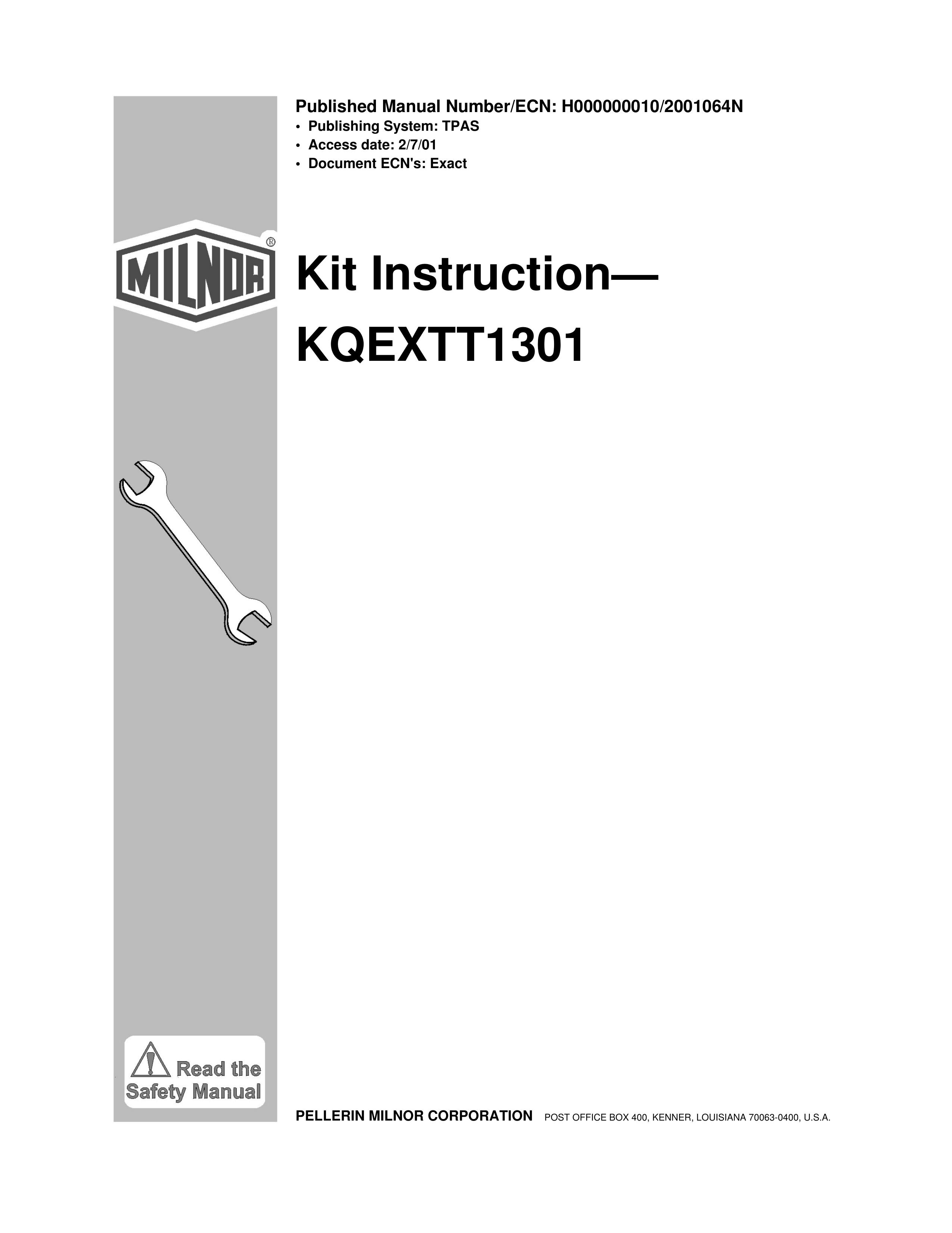 Milnor KQEXTT1301 Refrigerator User Manual