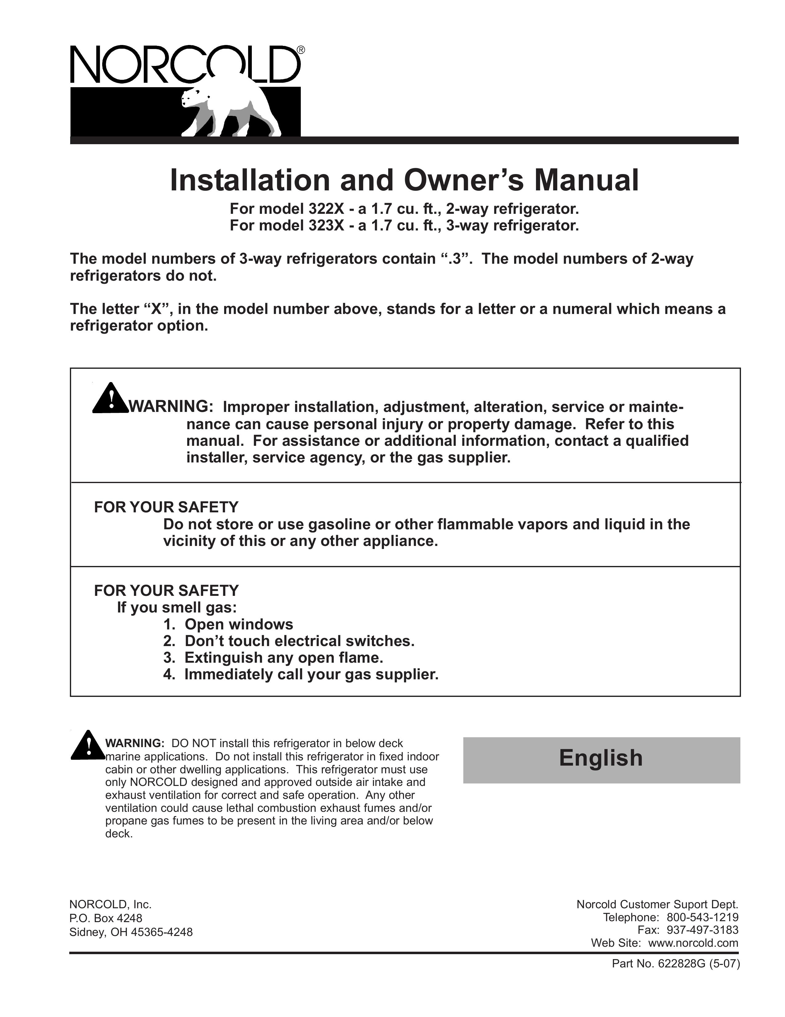 Norcold 322X Refrigerator User Manual