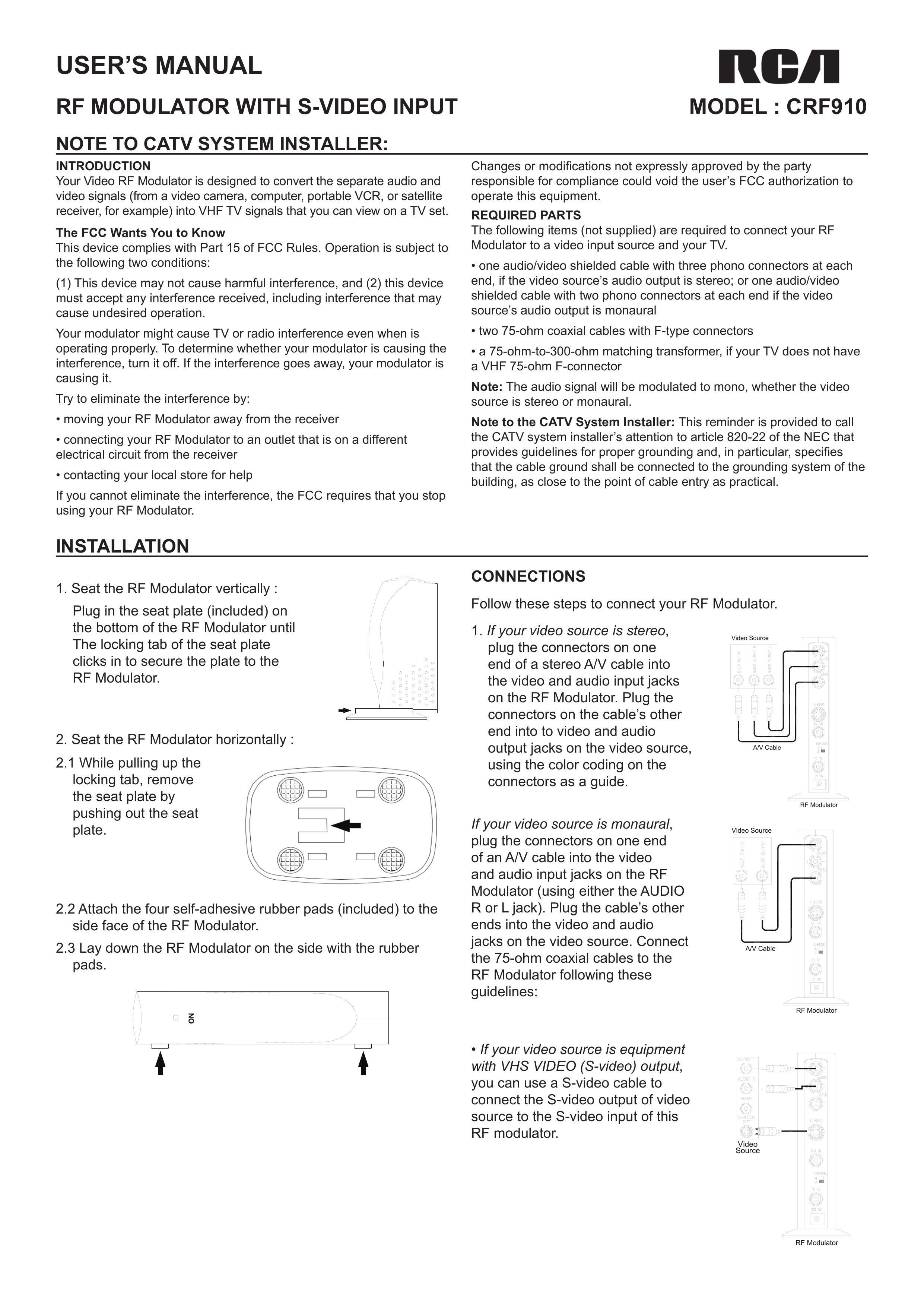 RCA CRF910 Refrigerator User Manual