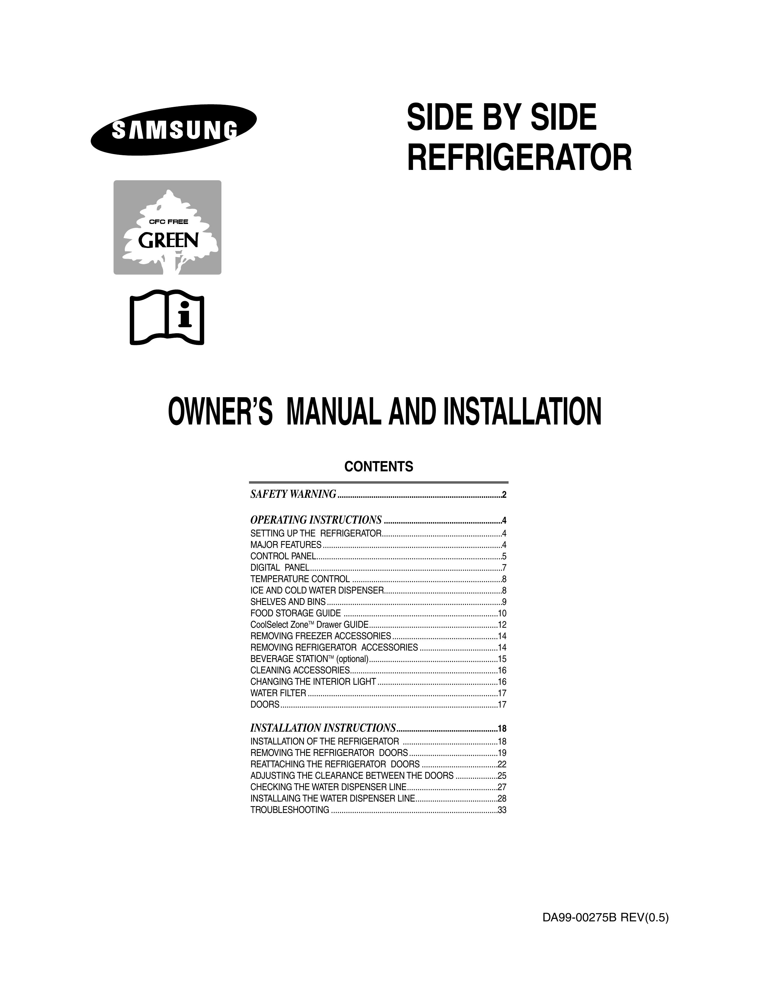 Samsung Model RS27KLMR Refrigerator User Manual