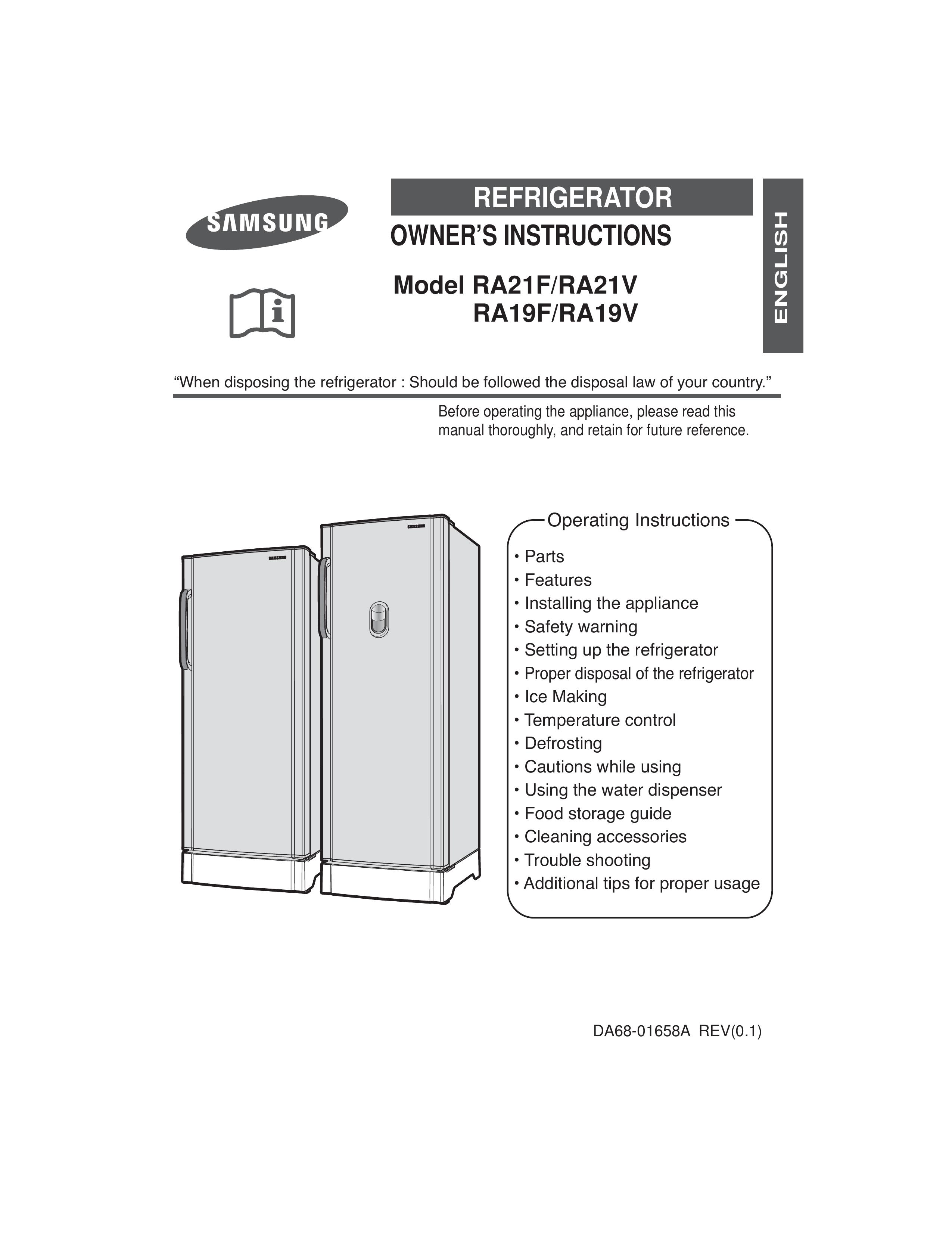 Samsung RA19F/RA19V Refrigerator User Manual