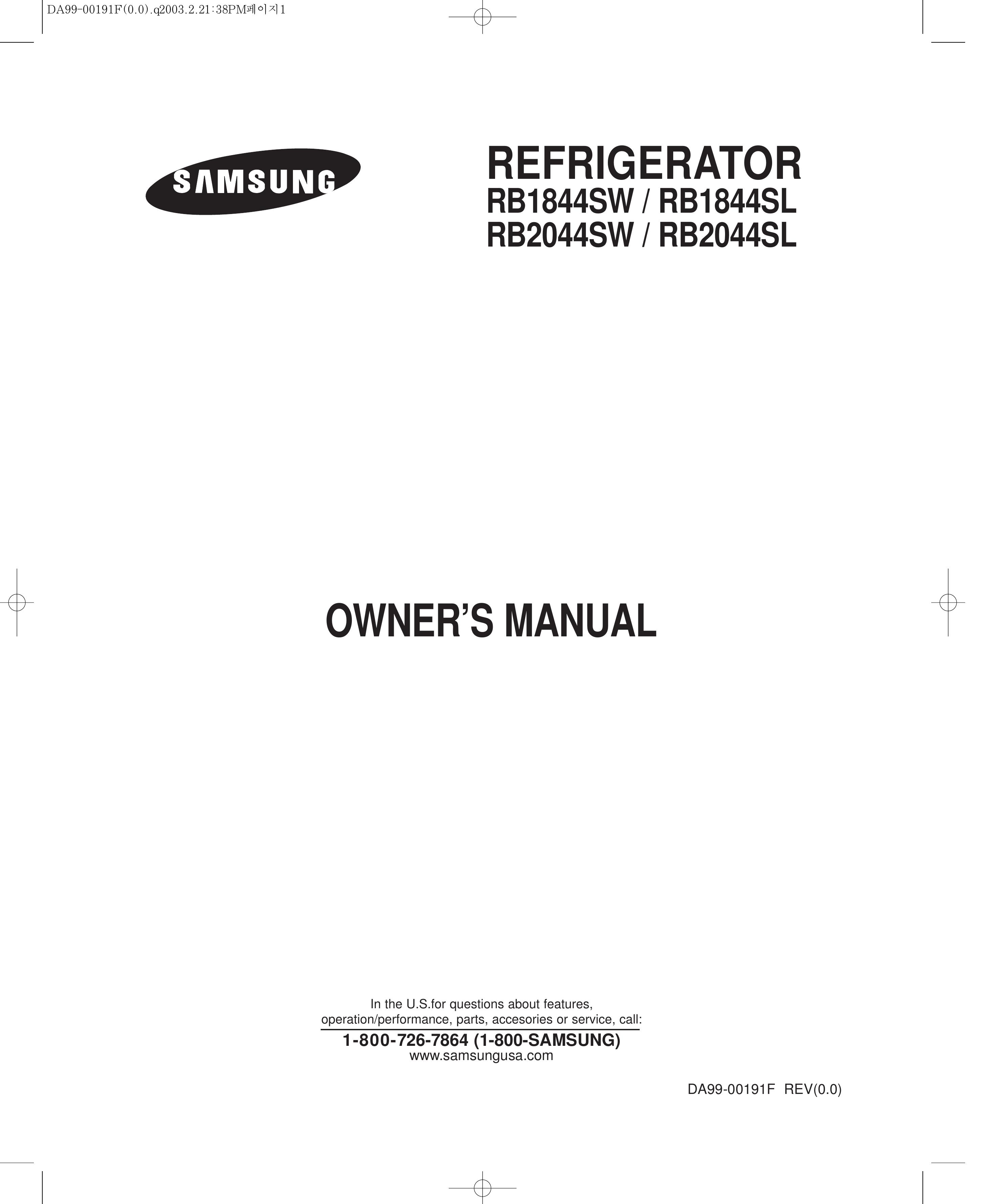 Samsung RB1844SW Refrigerator User Manual