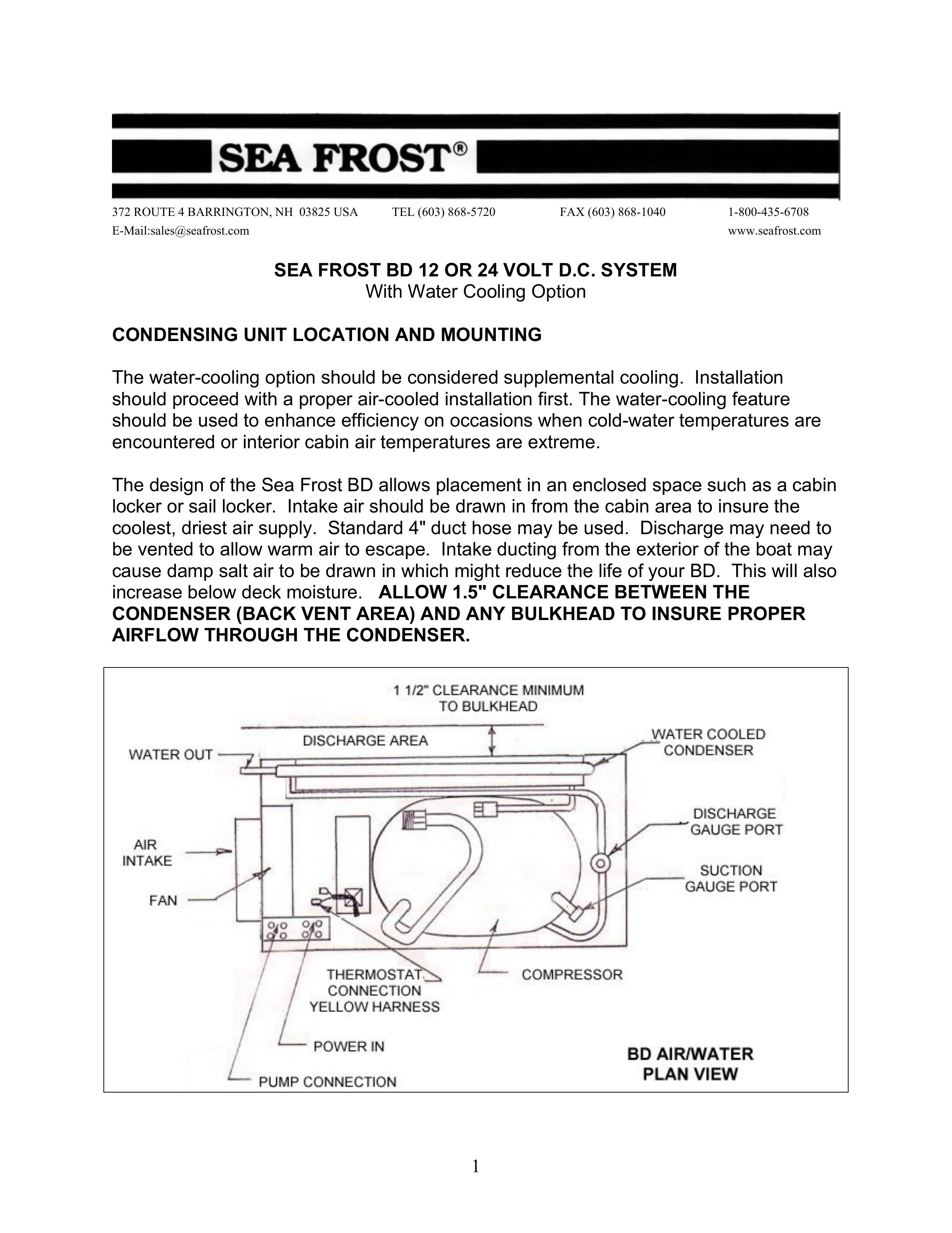 Sea Frost 372 ROUTE Refrigerator User Manual