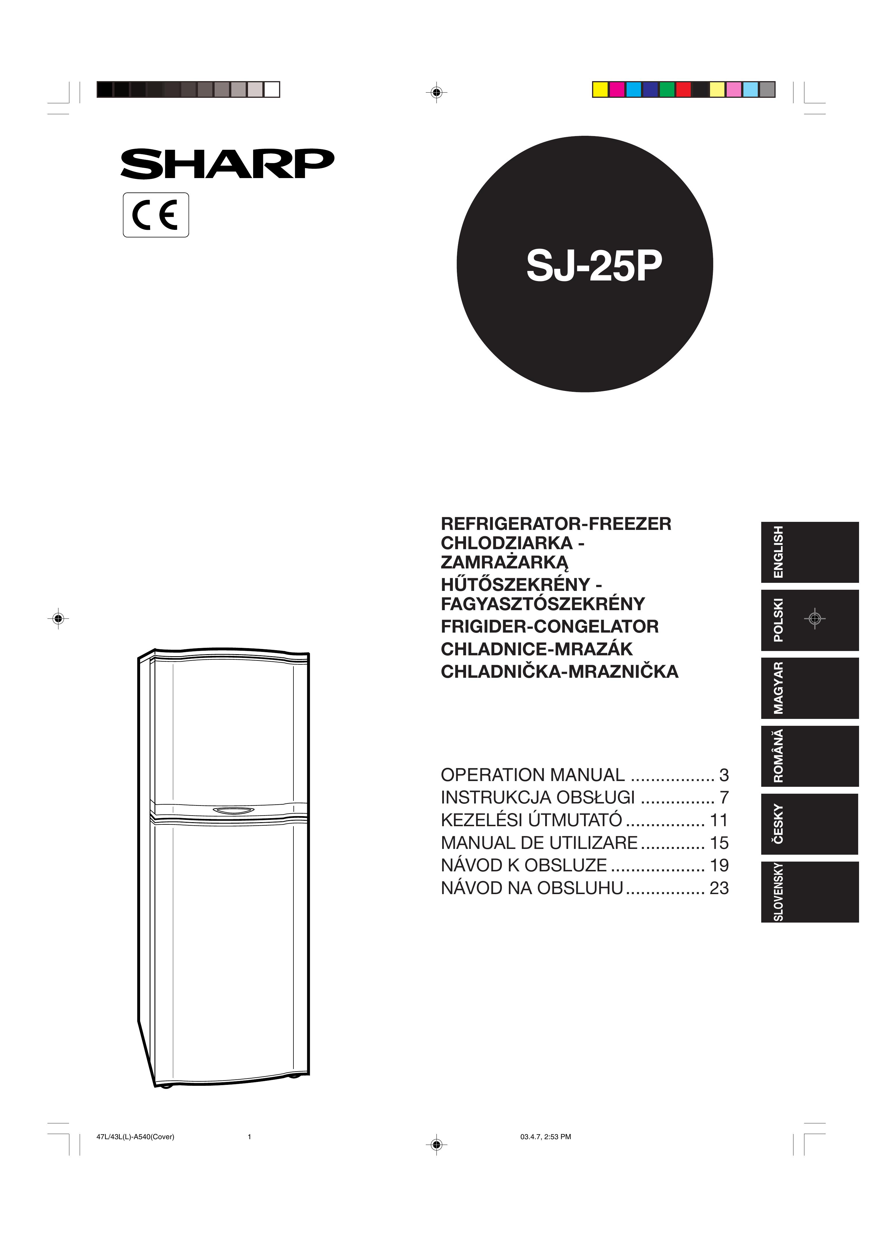 Sharp SJ-25P Refrigerator User Manual