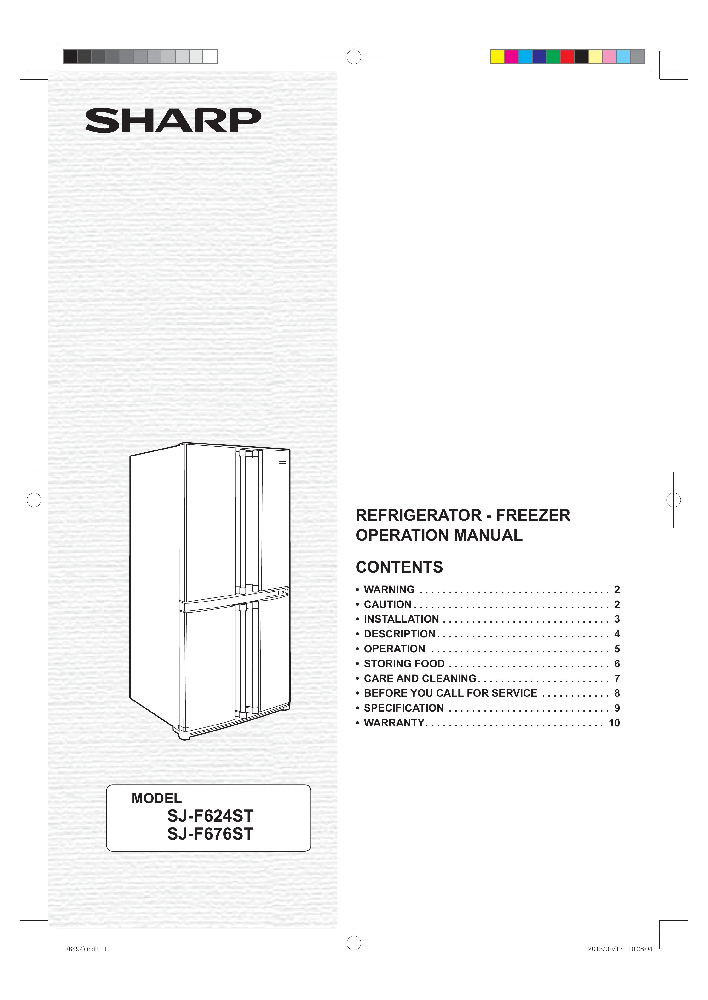 Sharp SJ-F624ST Refrigerator User Manual