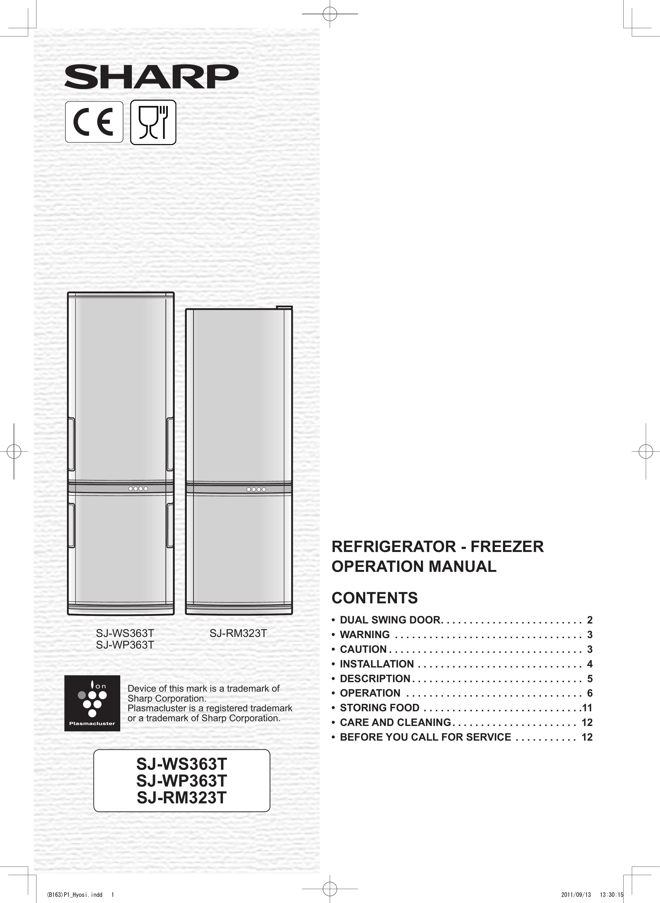 Sharp SJ-RM323T Refrigerator User Manual
