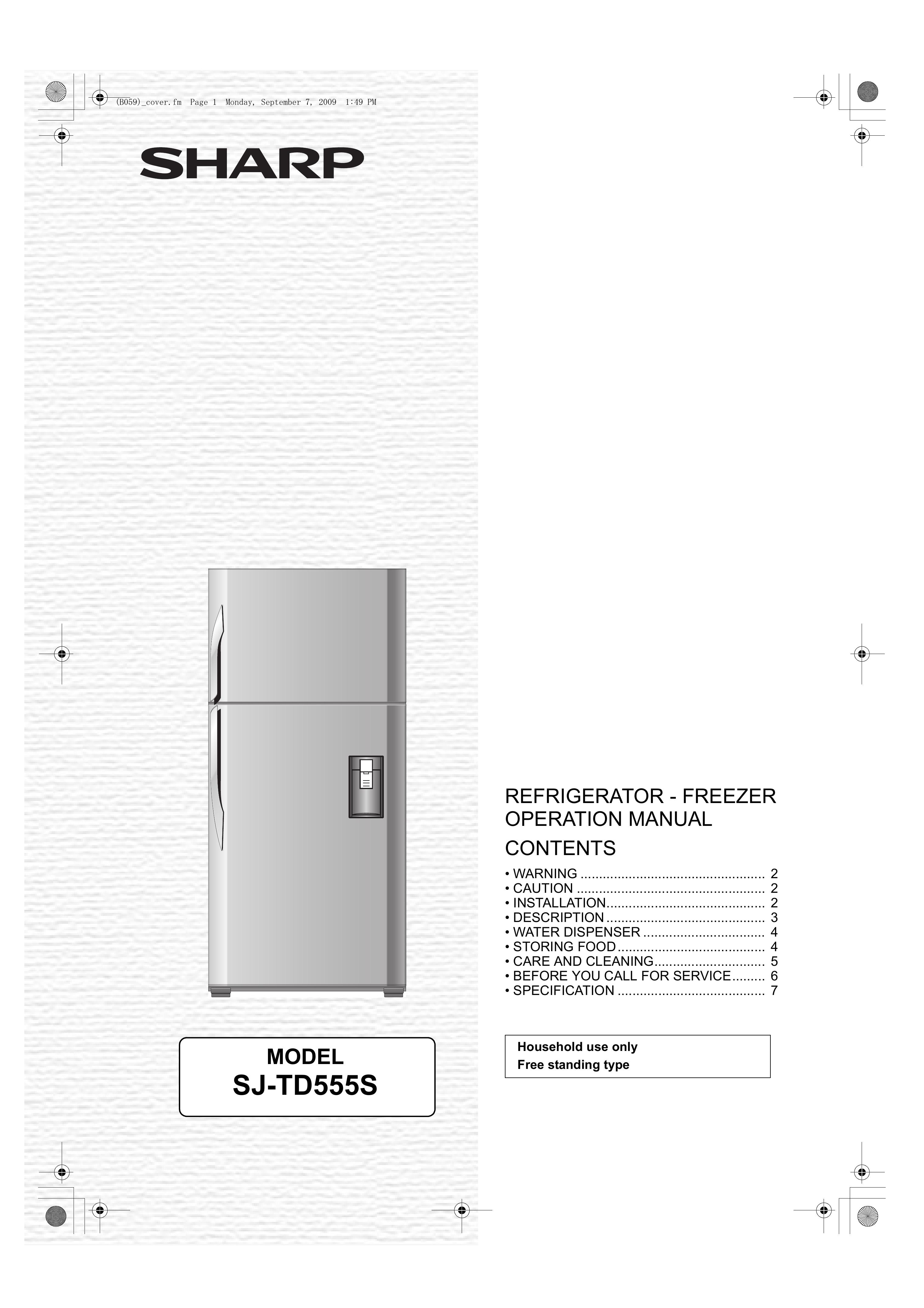 Sharp SJ-TD555S Refrigerator User Manual