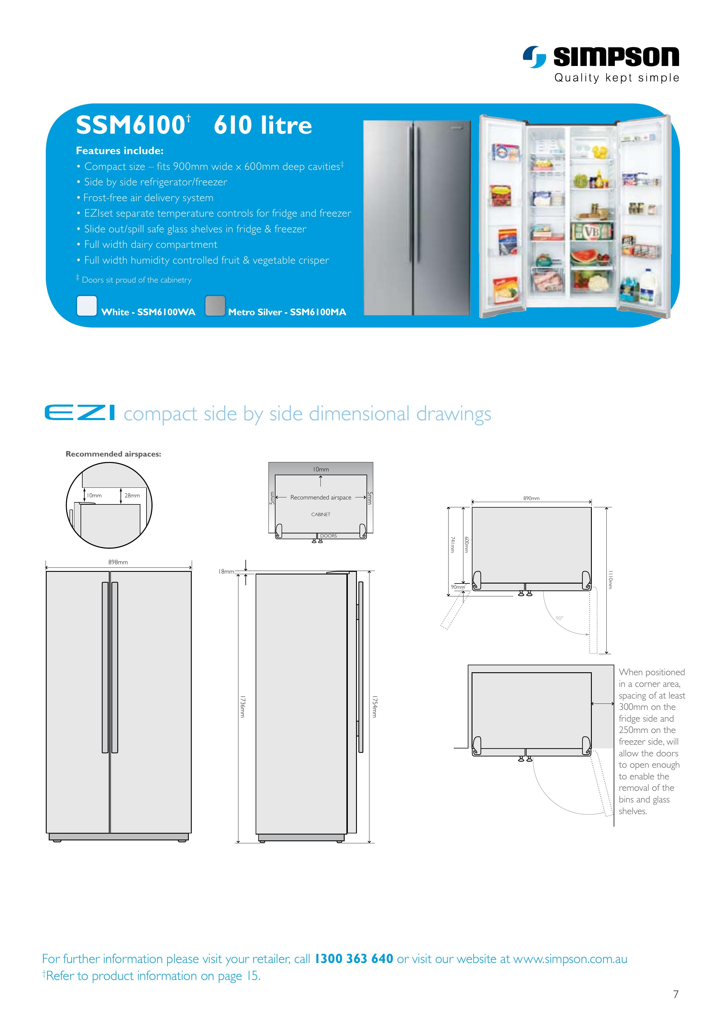 Simpson SSM6100 Refrigerator User Manual