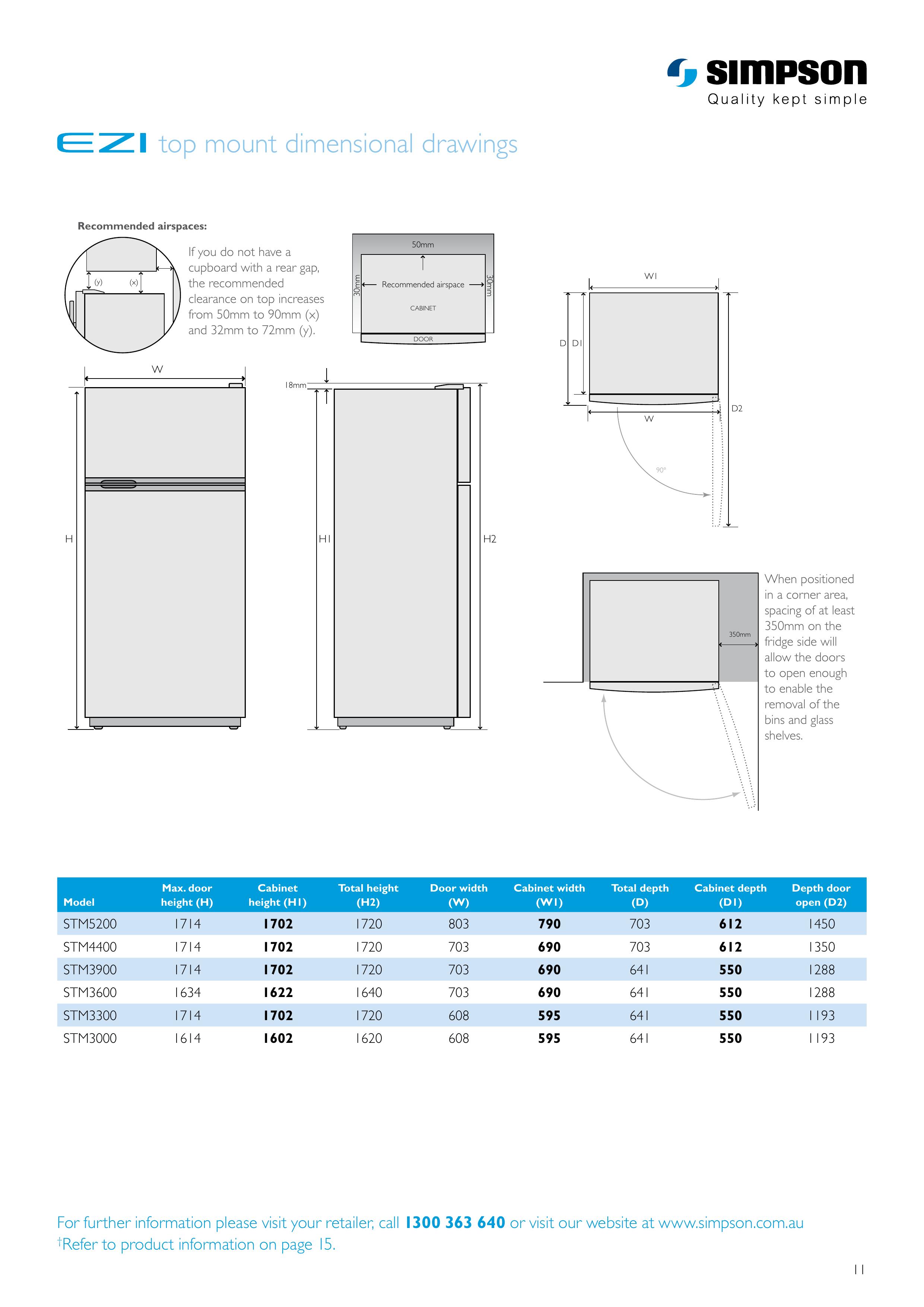Simpson STM3000 Refrigerator User Manual