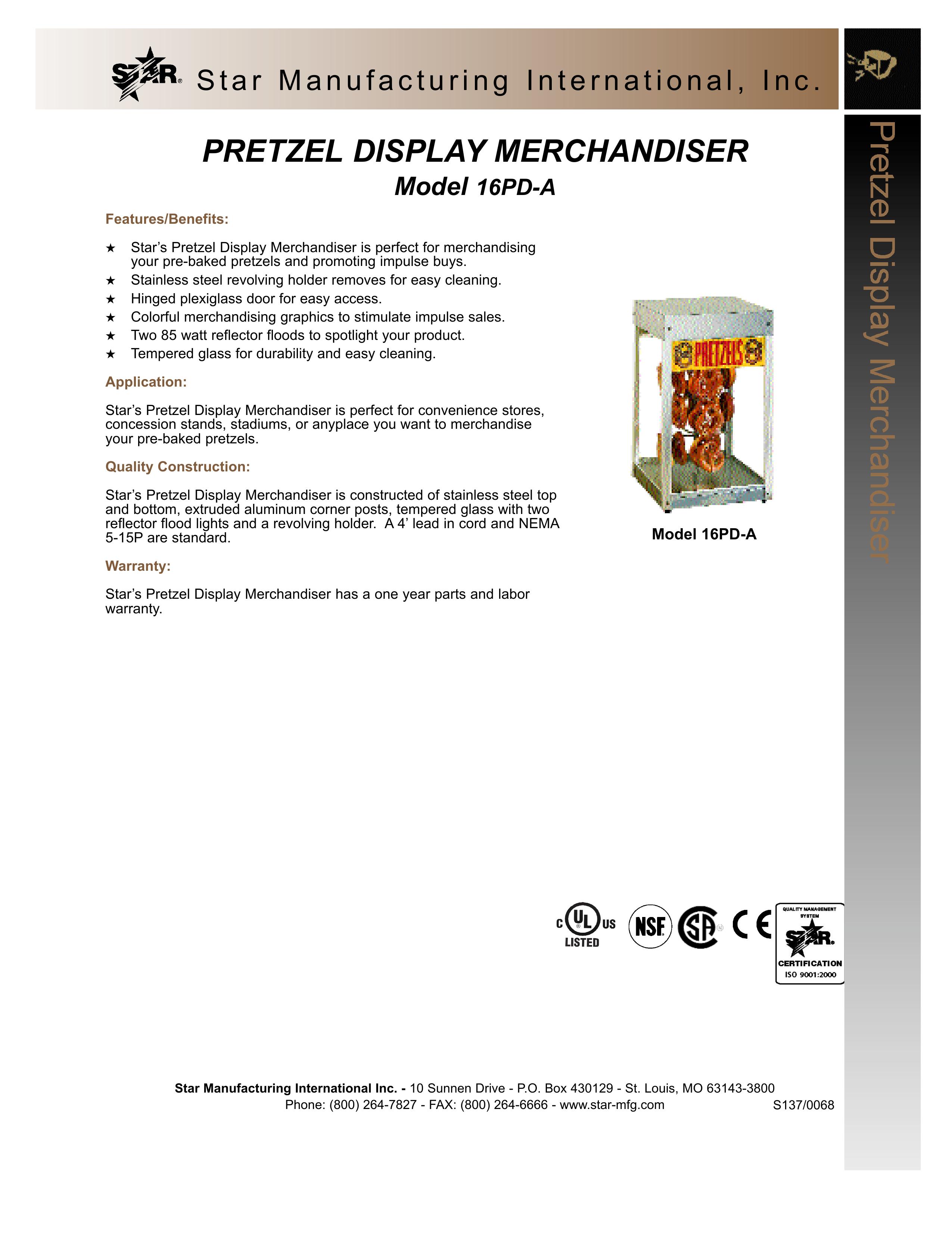 Star Manufacturing 16PD-A Refrigerator User Manual