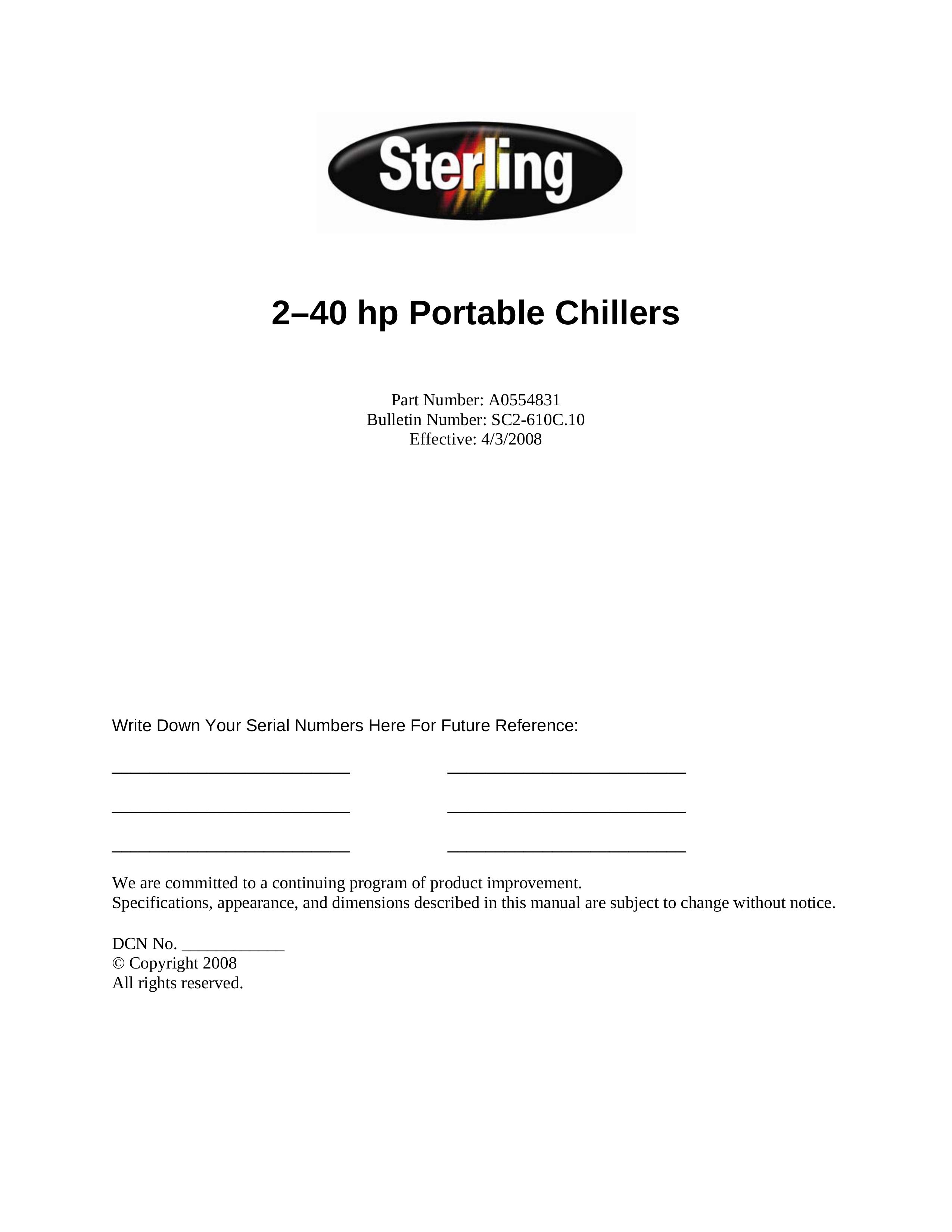 Sterling A0554831 Refrigerator User Manual