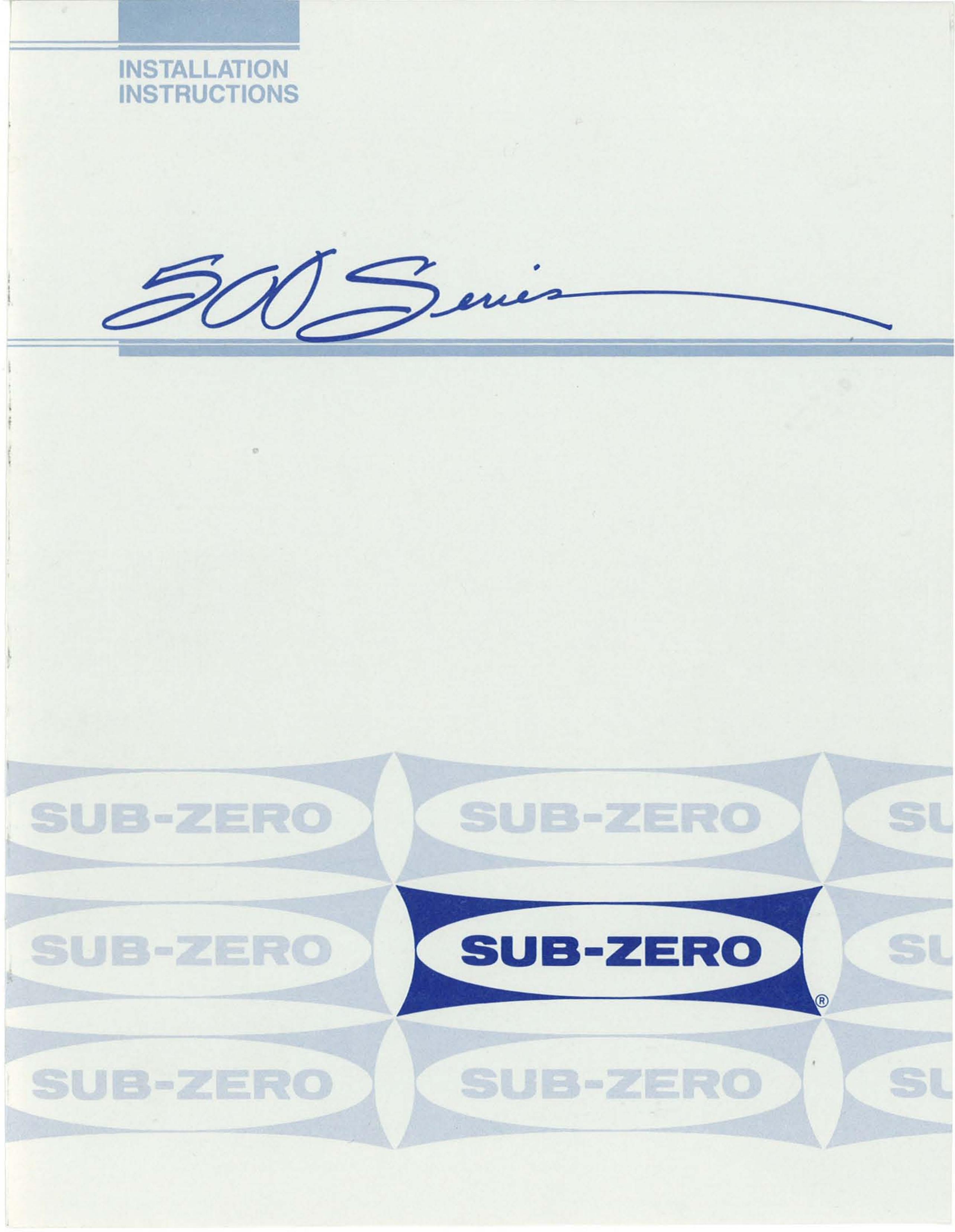 Sub-Zero 532 Refrigerator User Manual