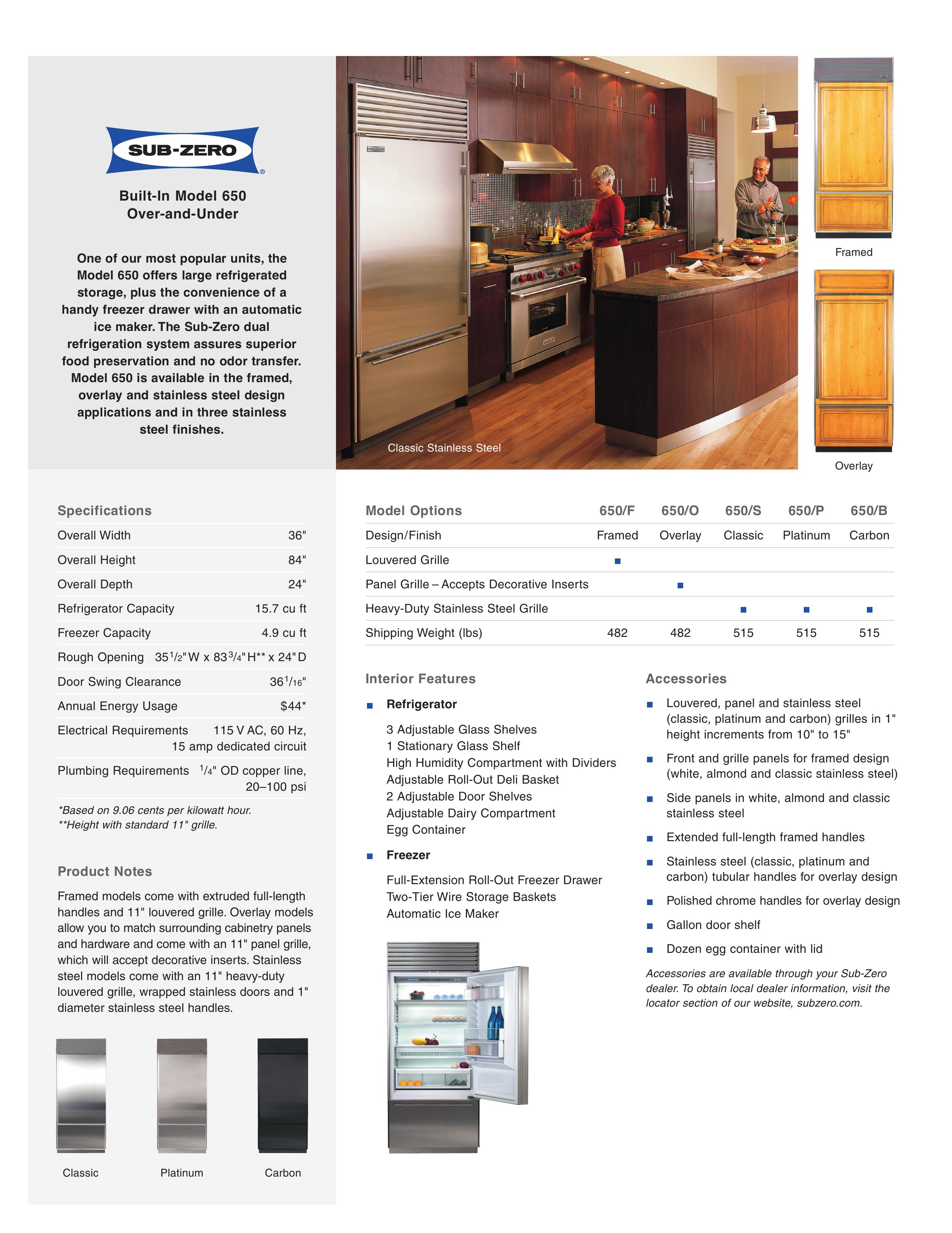Sub-Zero 650/B Refrigerator User Manual
