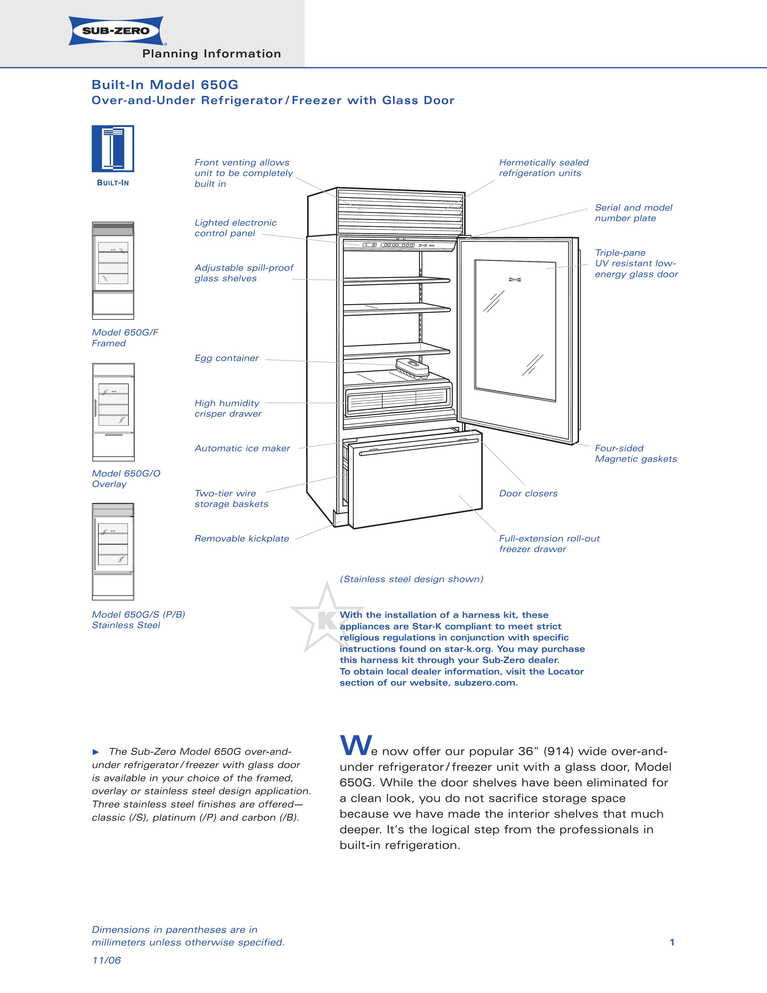 Sub-Zero 650G Refrigerator User Manual