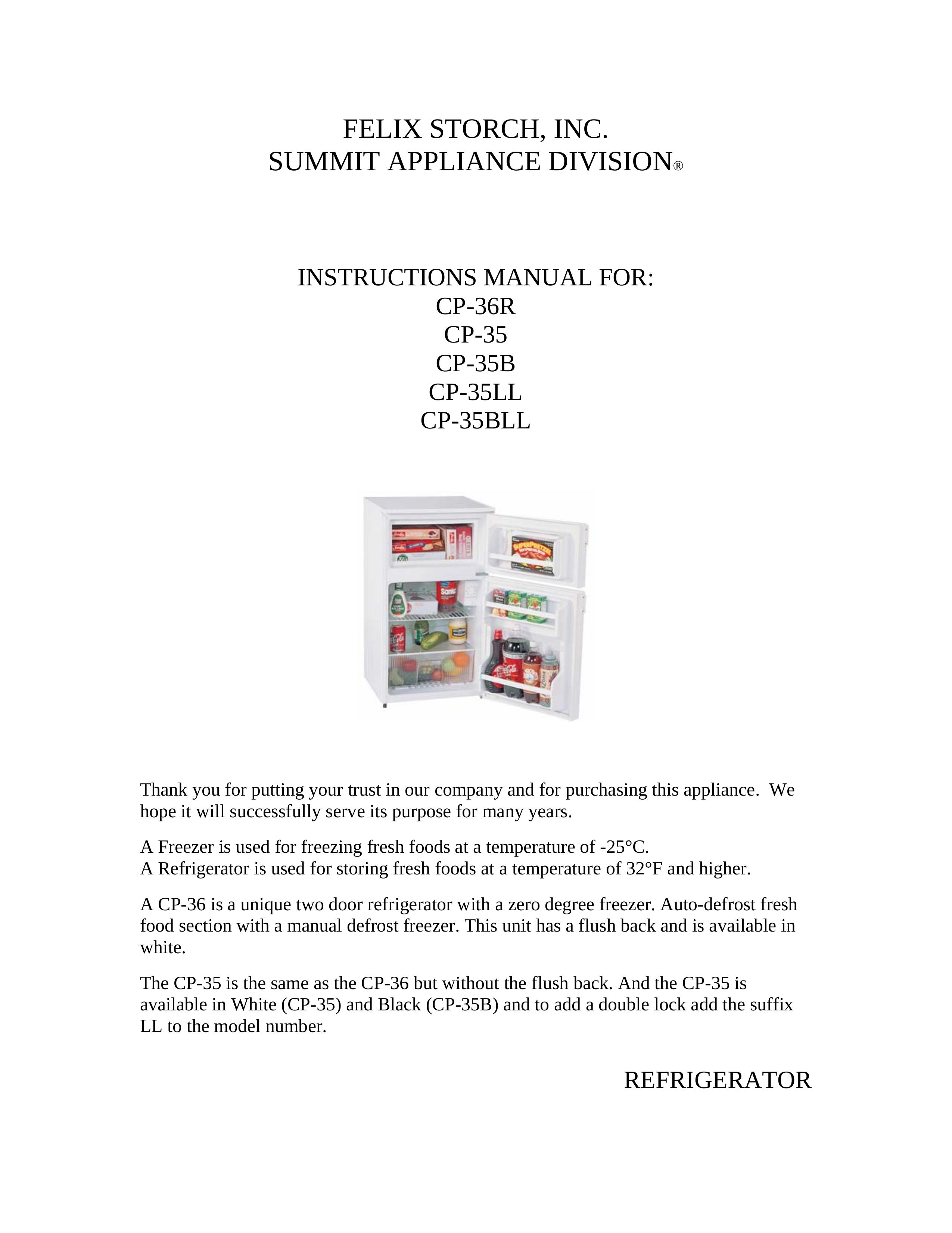 Summit CP-35BLL Refrigerator User Manual