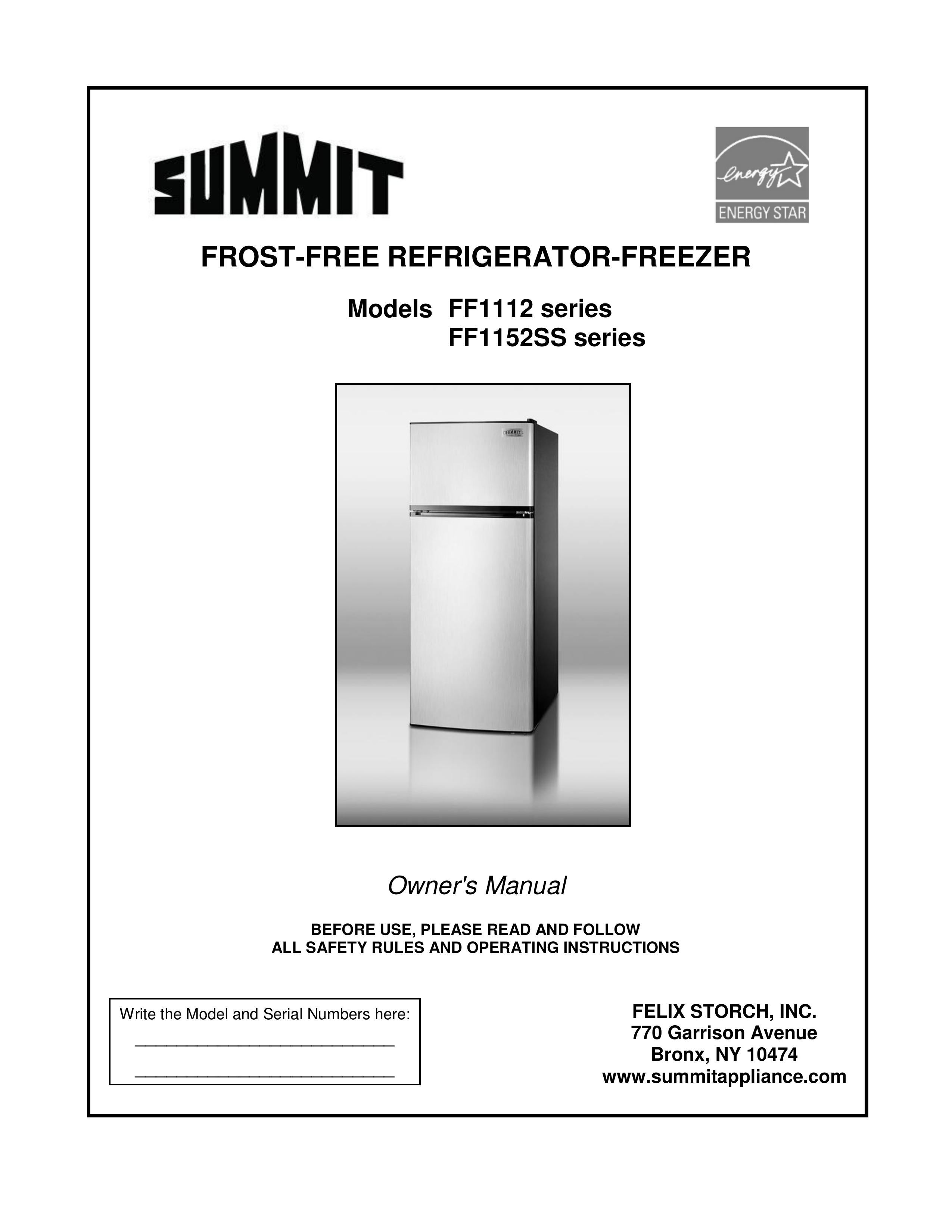 Summit FF1152SS Refrigerator User Manual