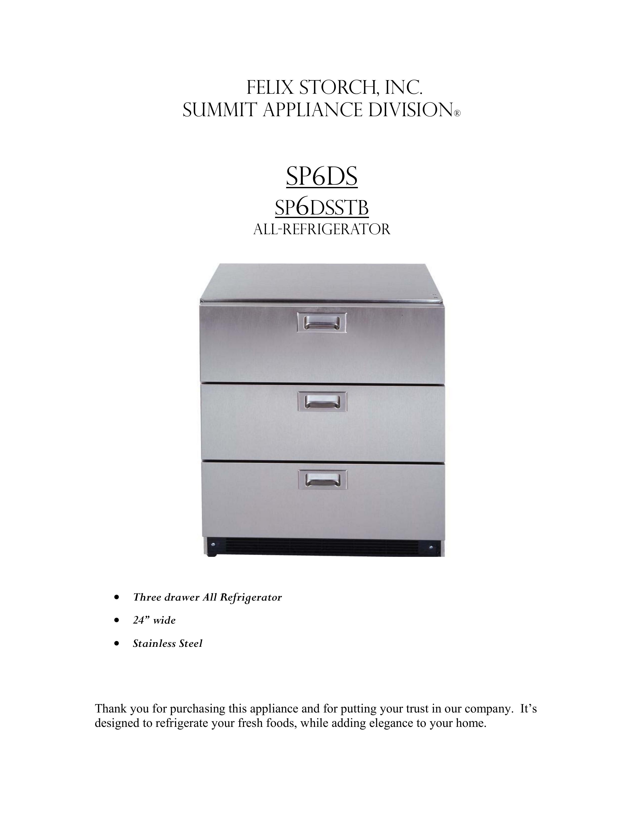 Summit SP6DSSTB Refrigerator User Manual