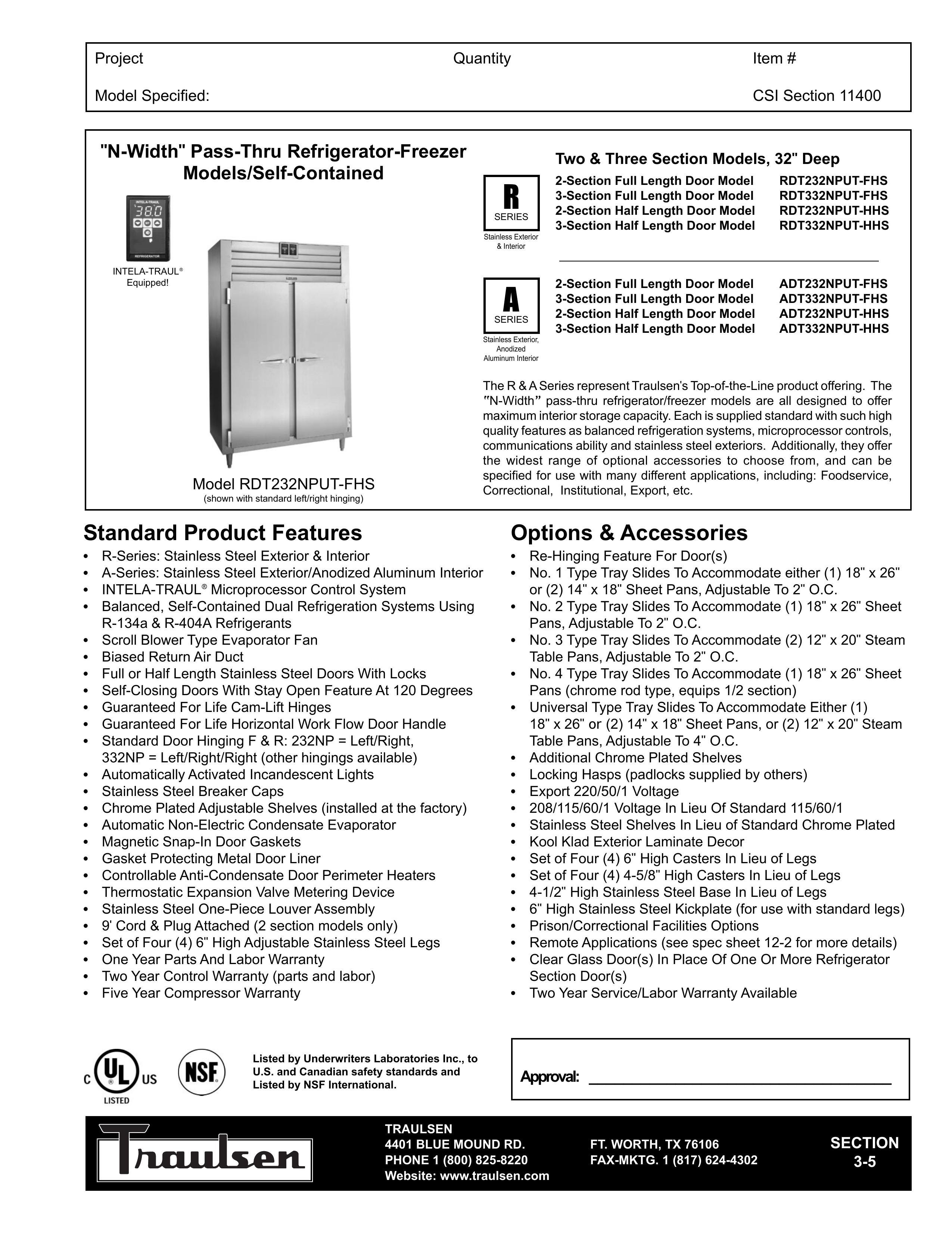 Traulsen ADT332NPUT-HHS Refrigerator User Manual