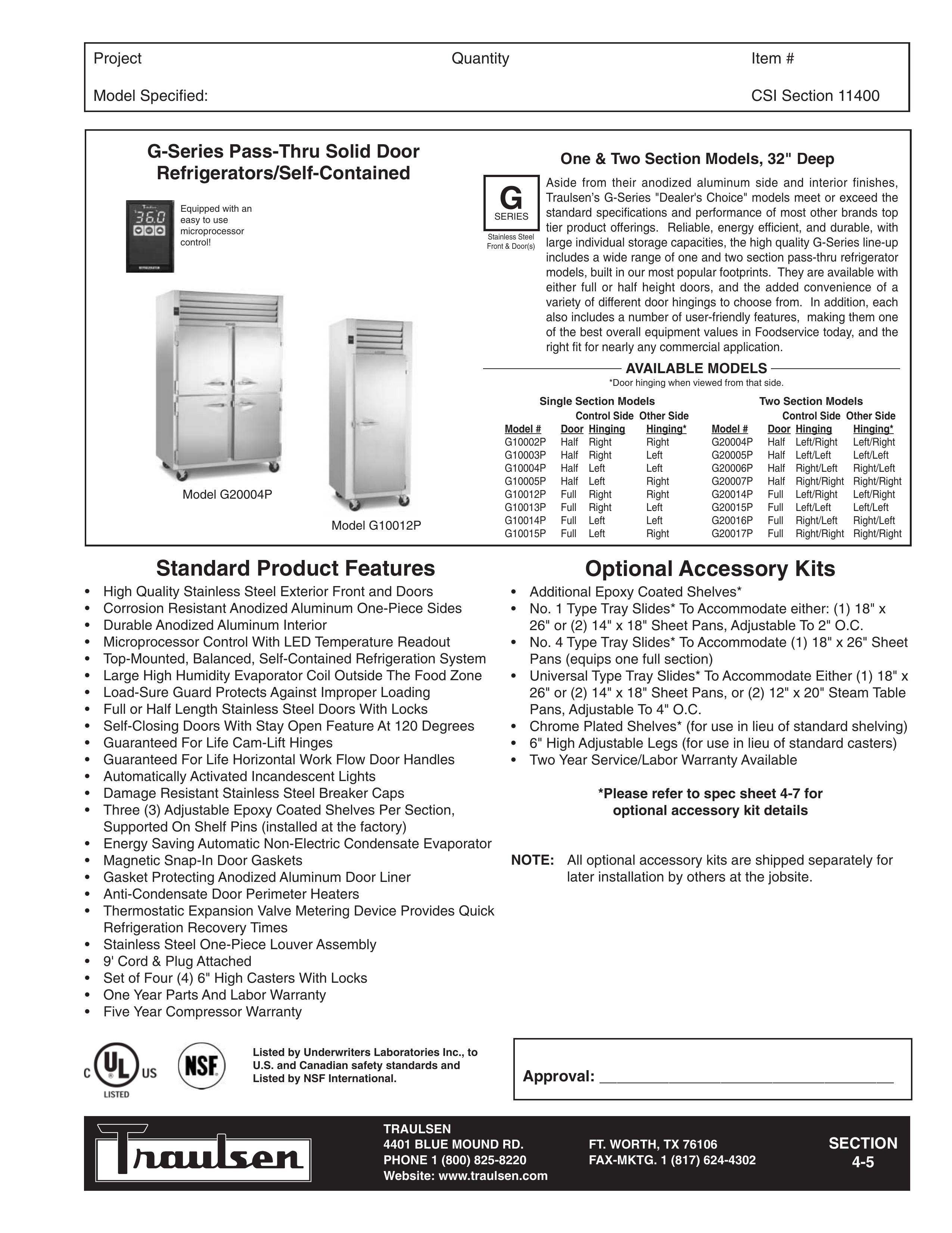 Traulsen G10012P Refrigerator User Manual