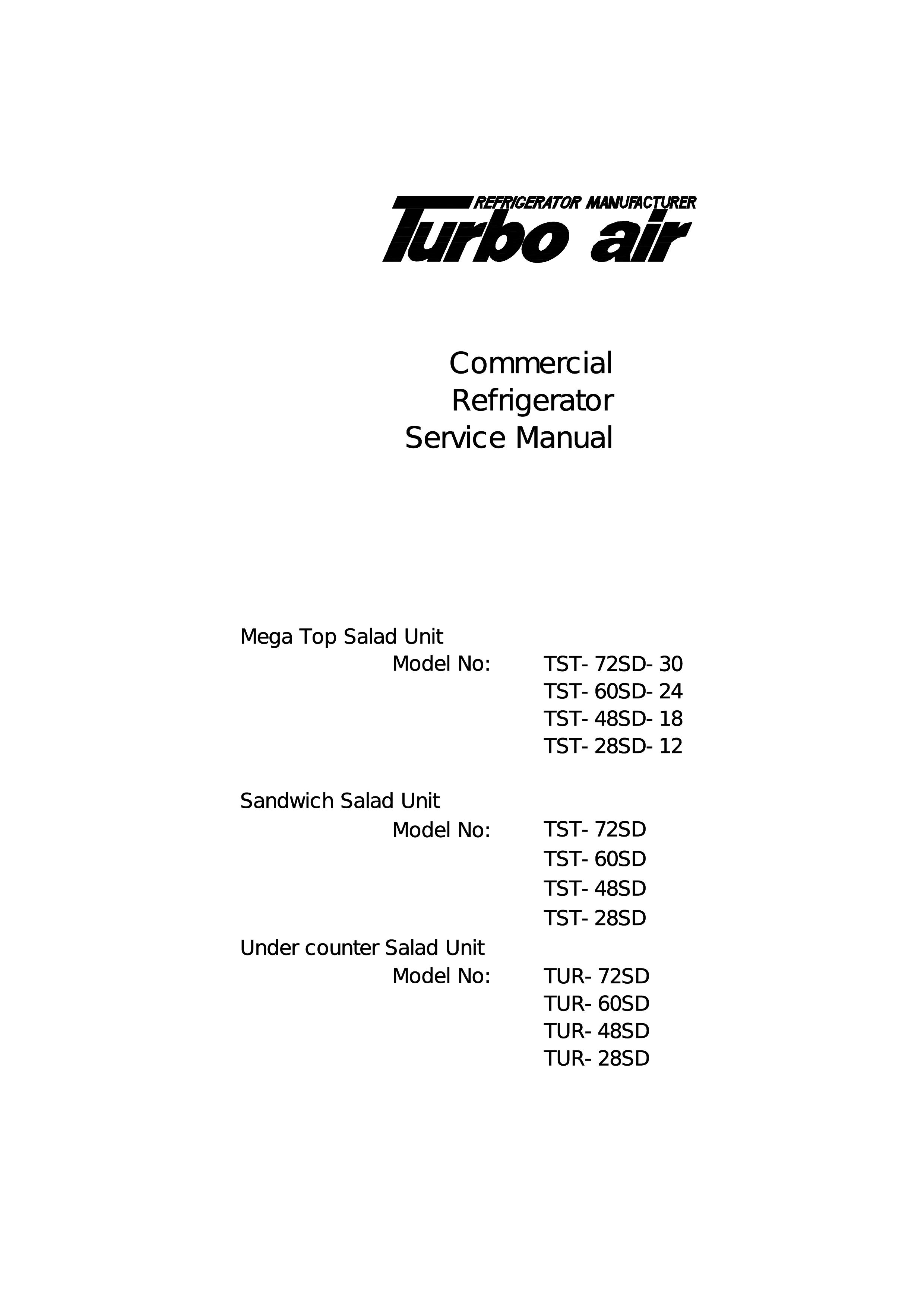 Turbo Air TST-28SD-12 Refrigerator User Manual