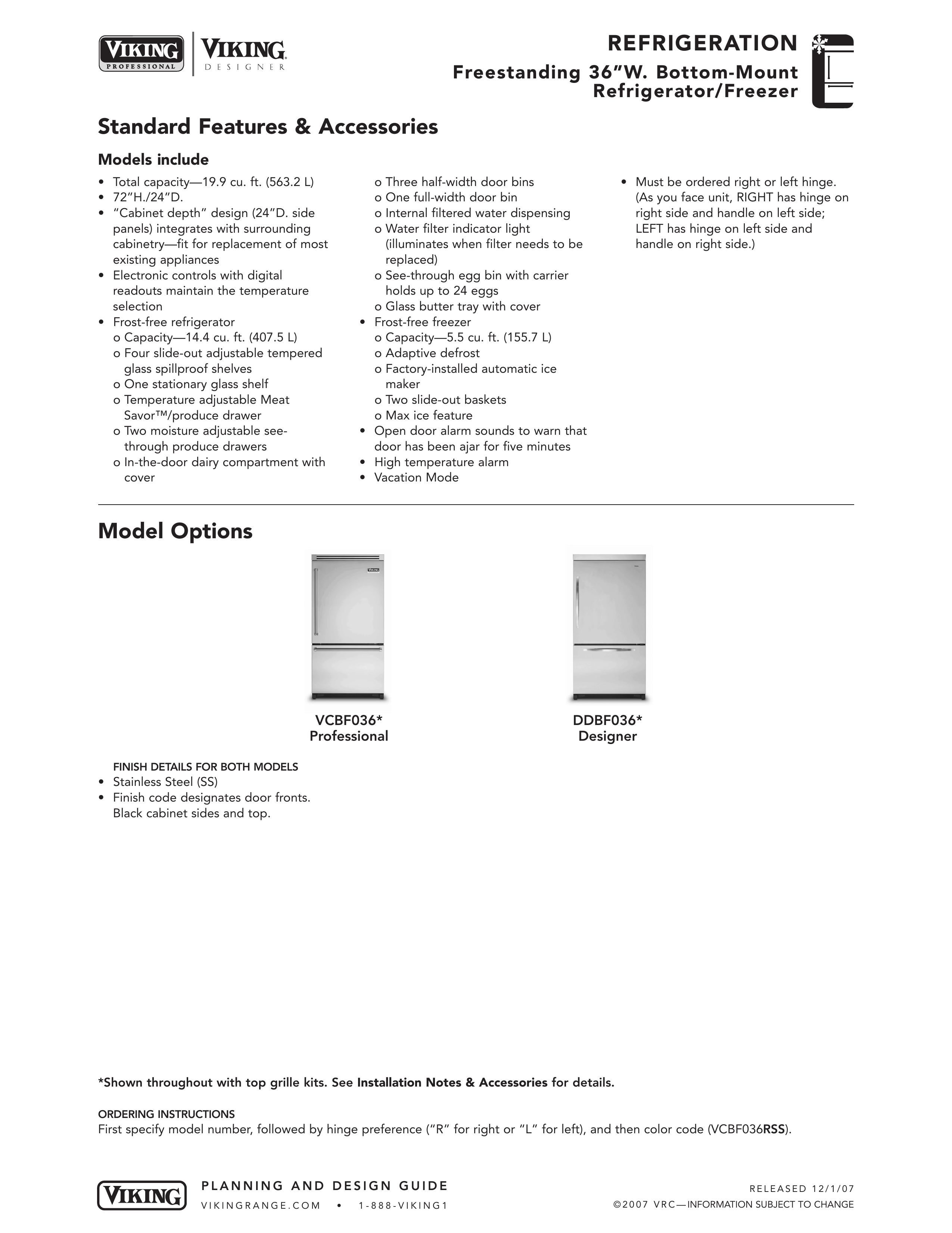 Viking DDBF036* Refrigerator User Manual