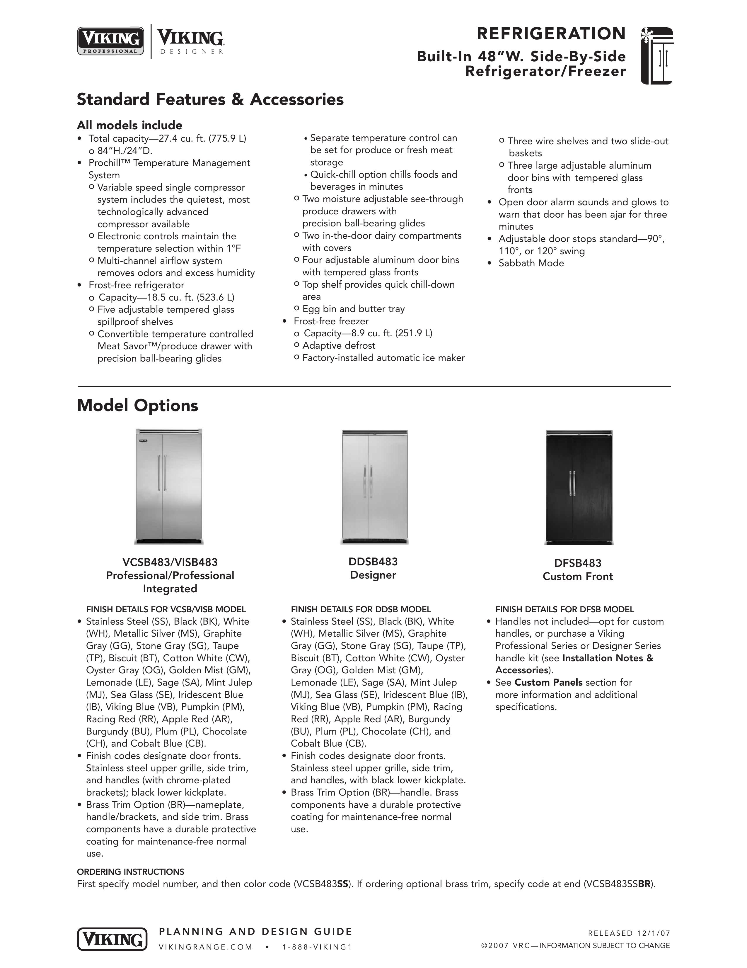 Viking DDSB483 Refrigerator User Manual