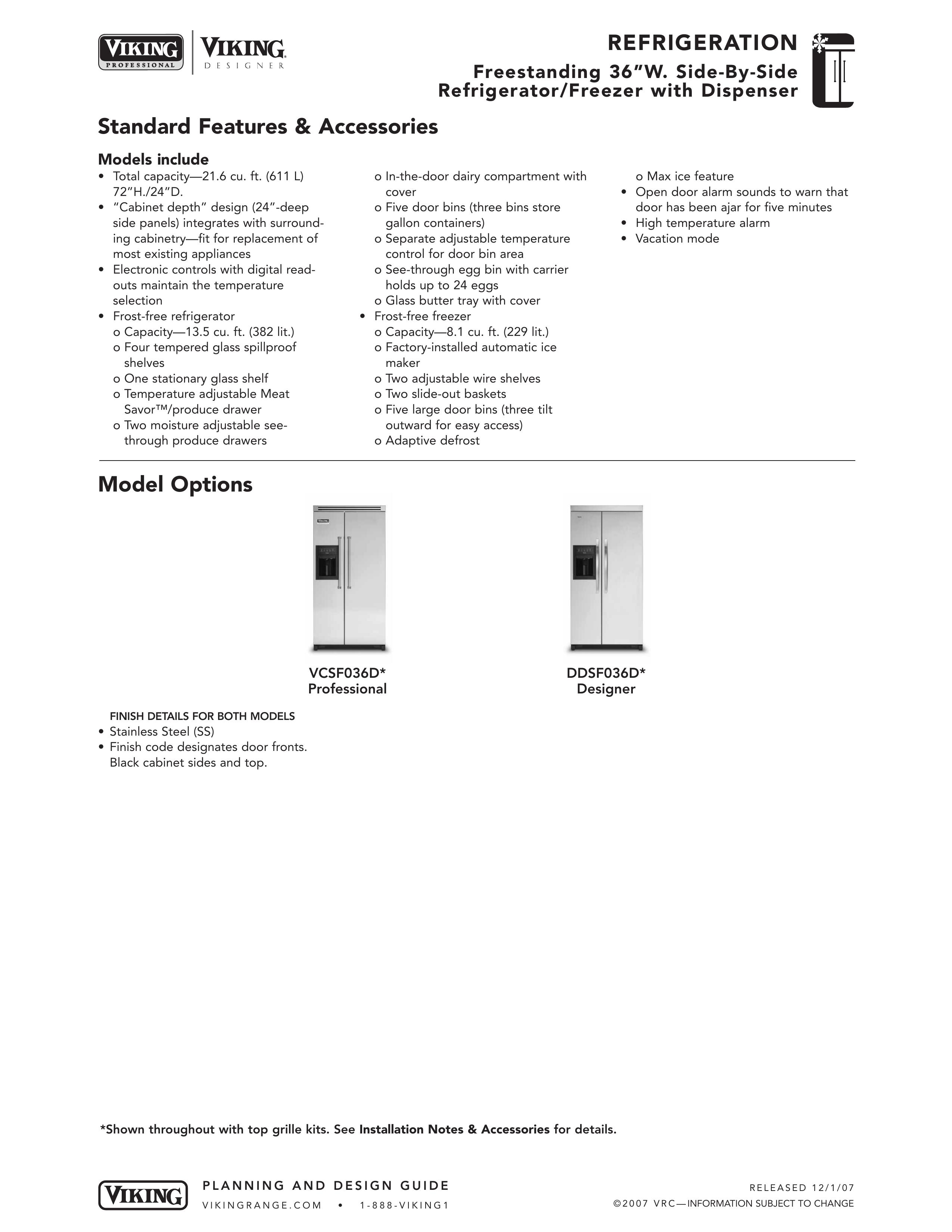 Viking DDSF036D Refrigerator User Manual