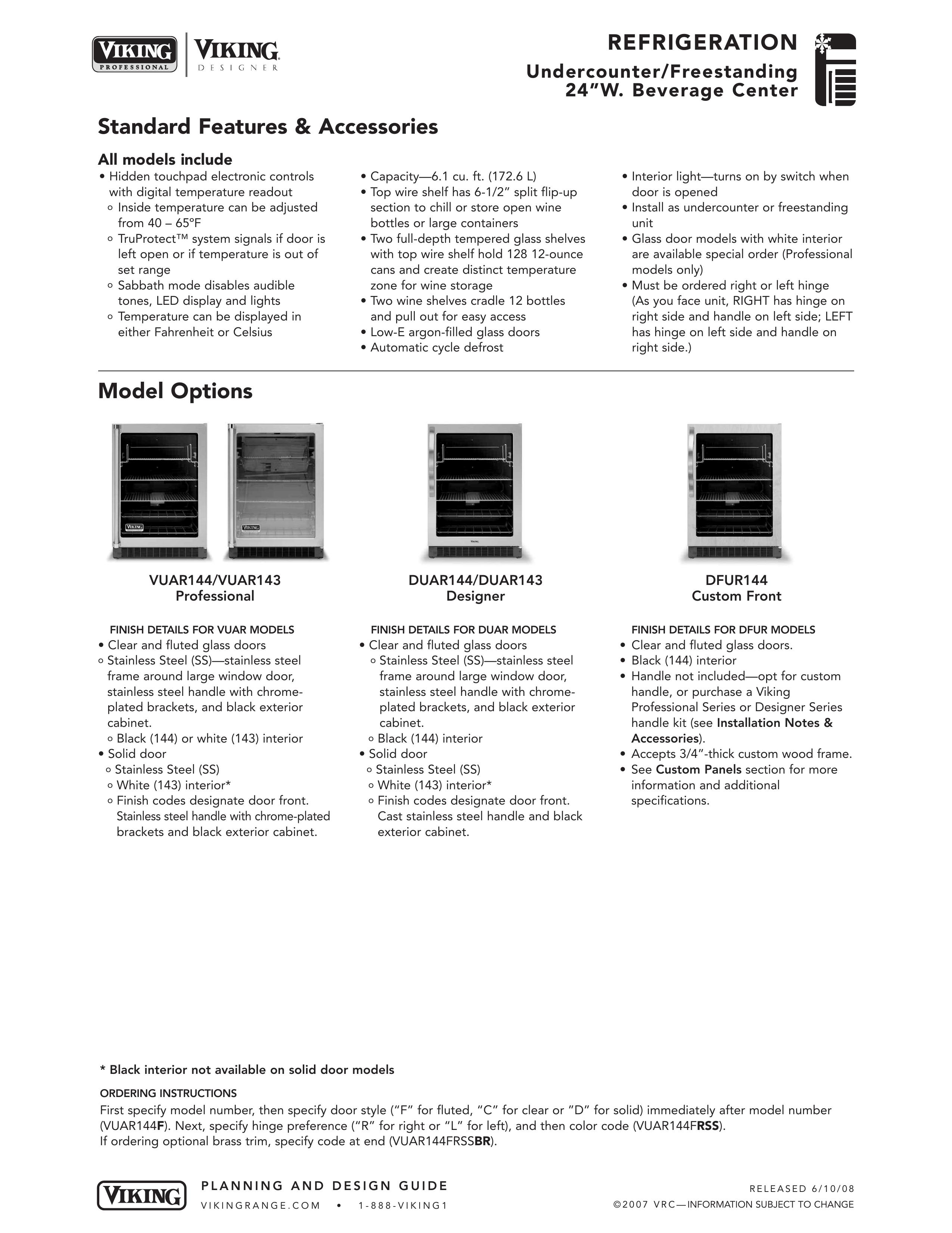 Viking DUAR144/DUAR143 Refrigerator User Manual