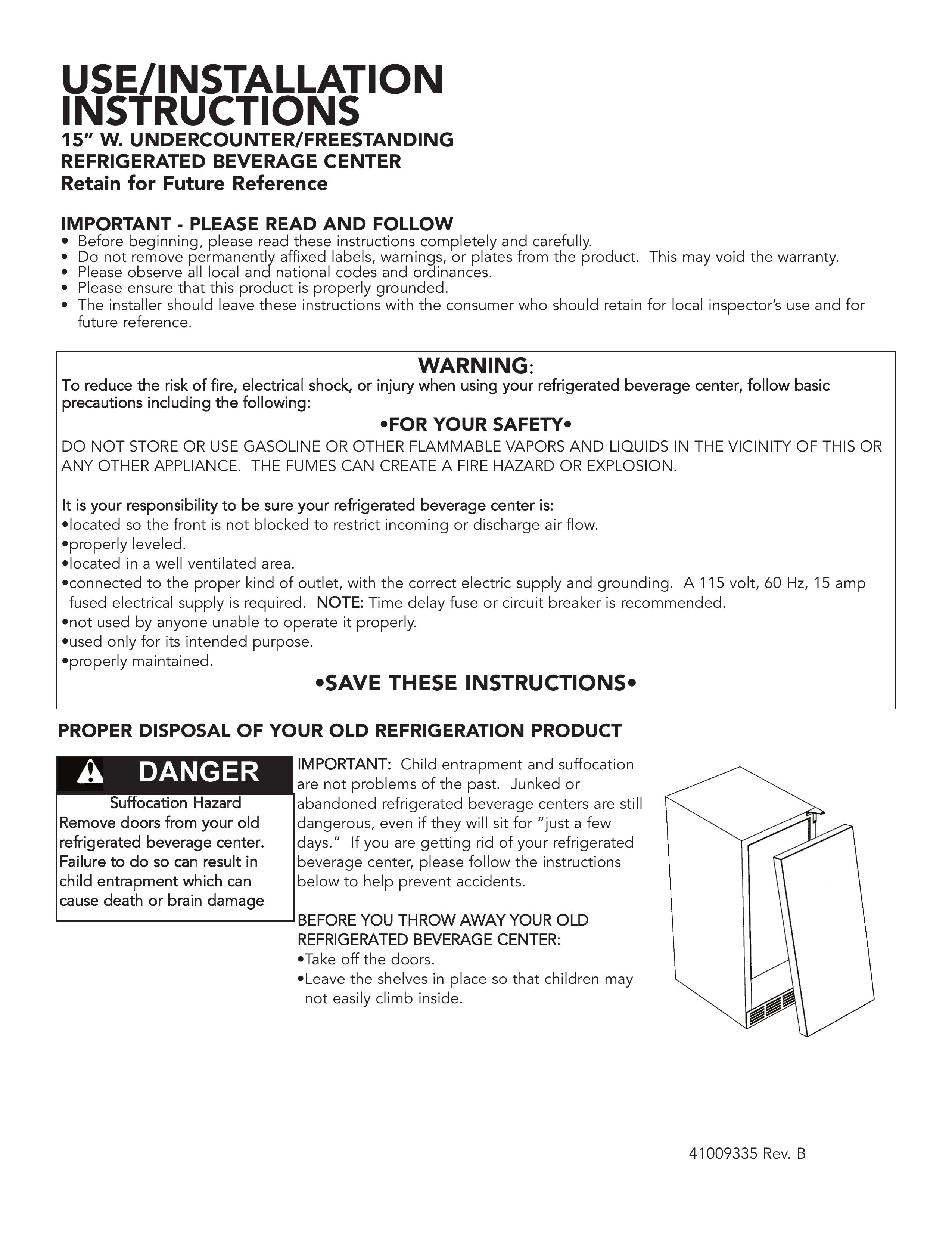 Viking DUAR153 Refrigerator User Manual
