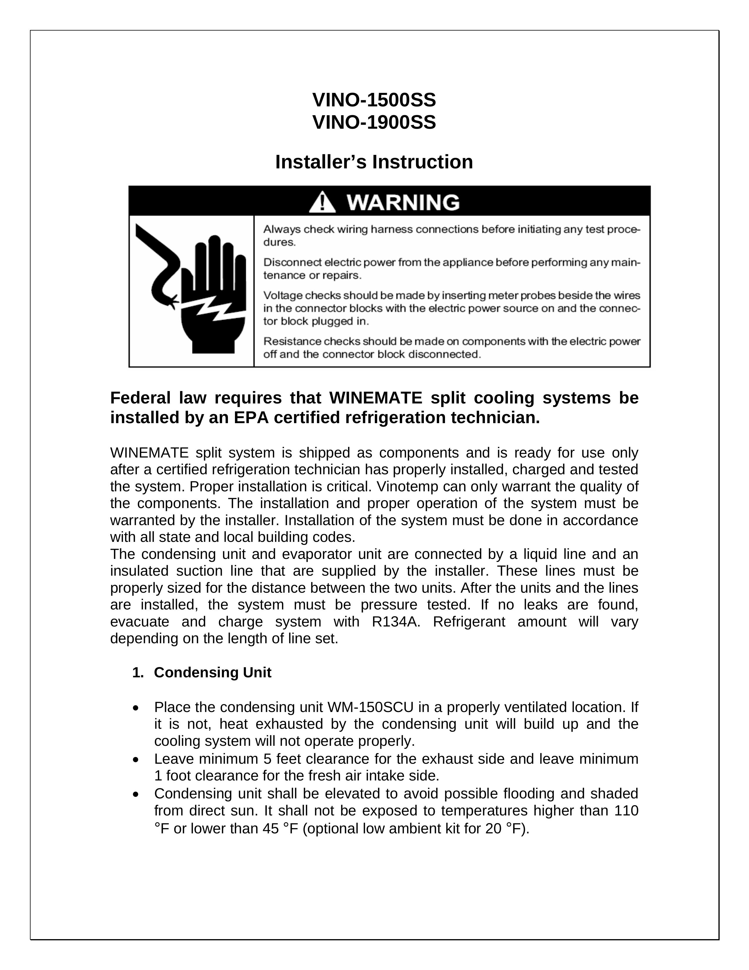 Vinotemp VINO-1500SS Refrigerator User Manual