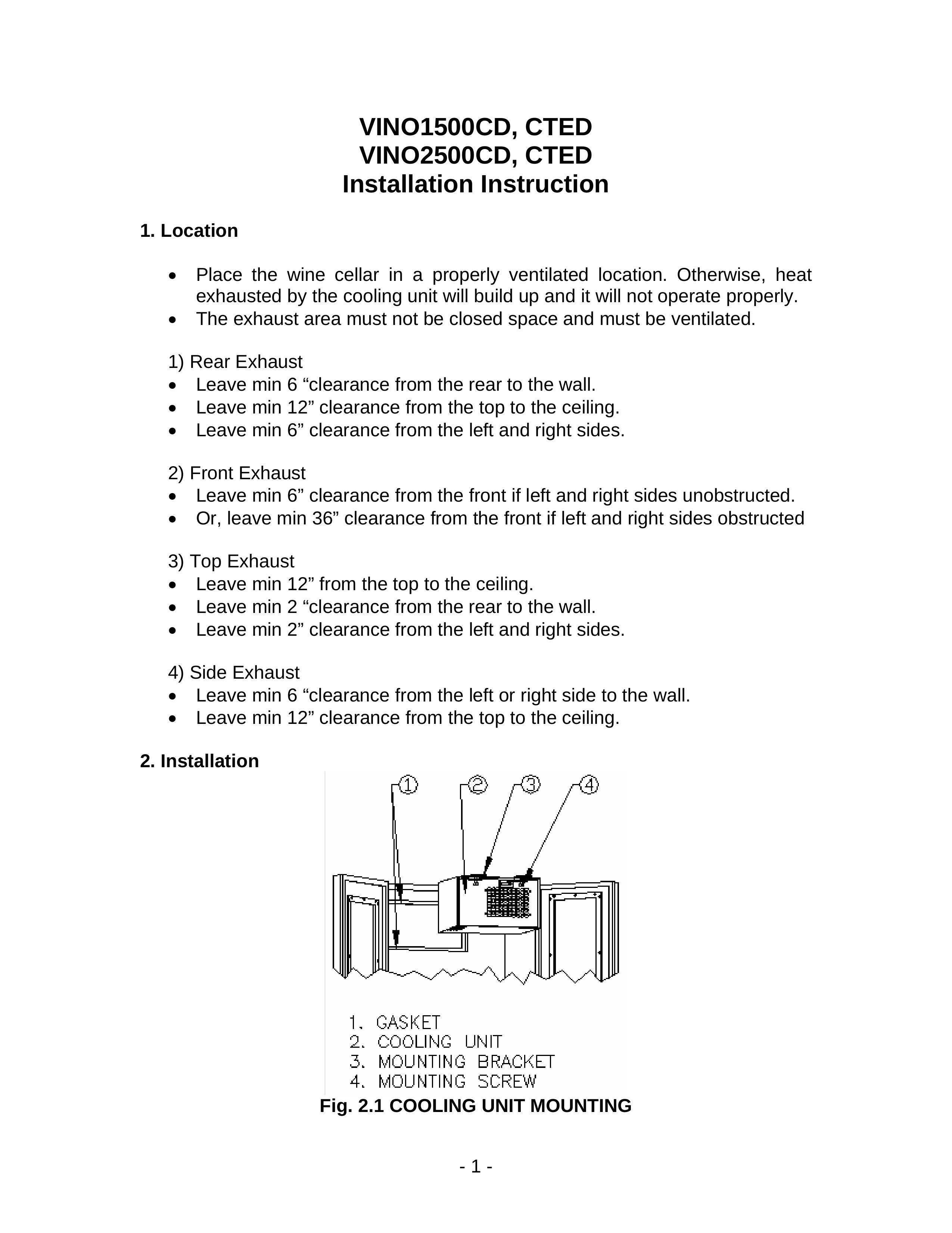 Vinotemp VINO1500CTED Refrigerator User Manual