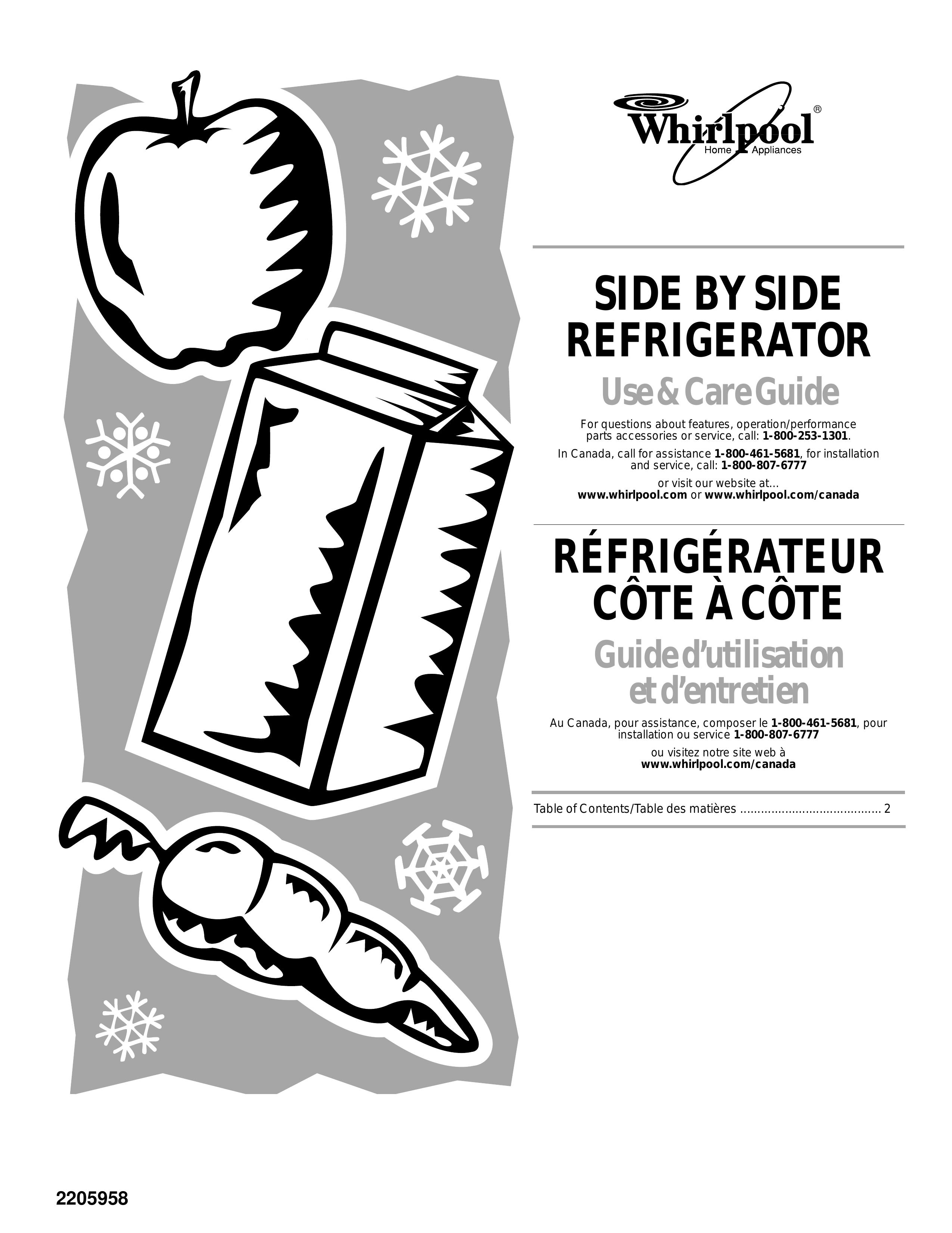 Whirlpool 2205958 Refrigerator User Manual