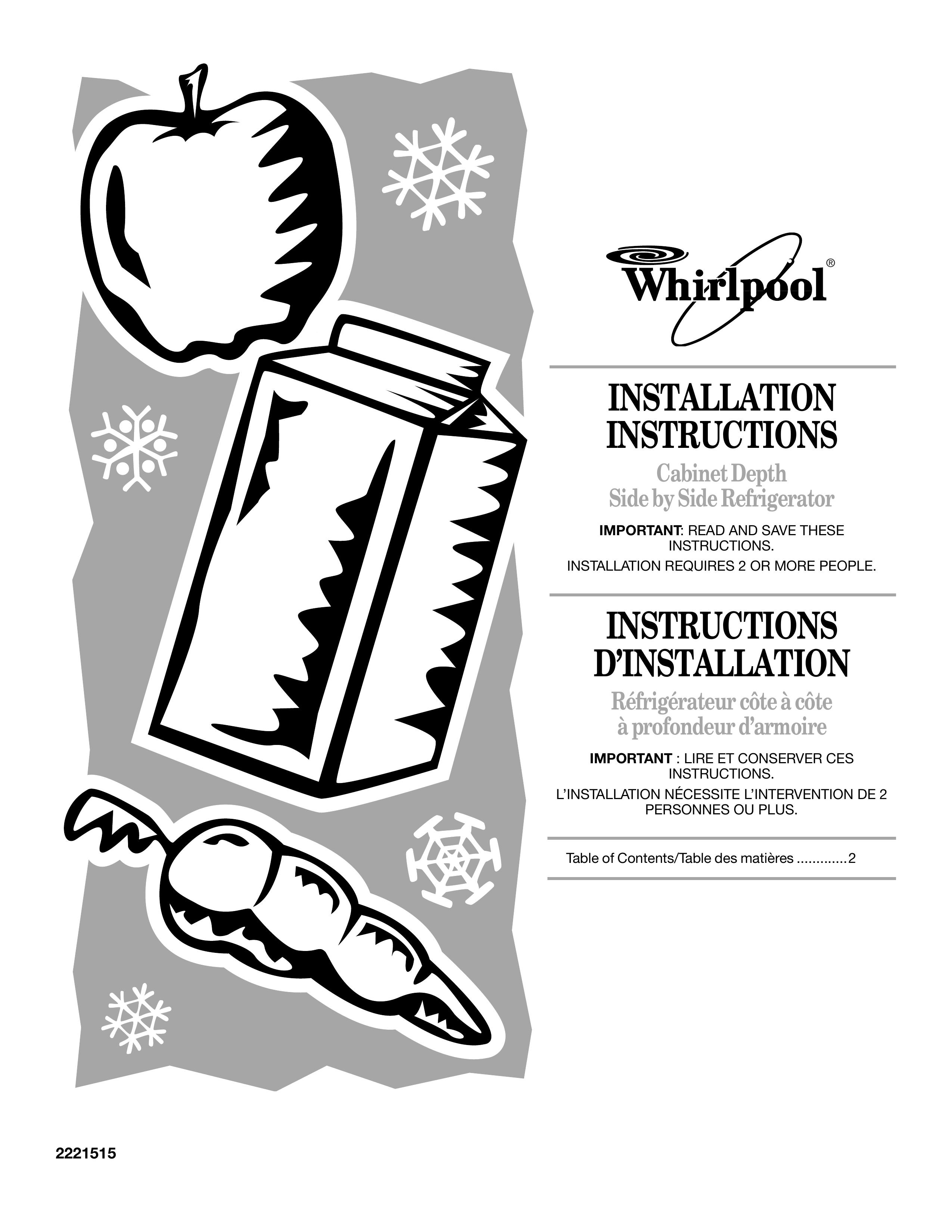 Whirlpool 2221515 Refrigerator User Manual