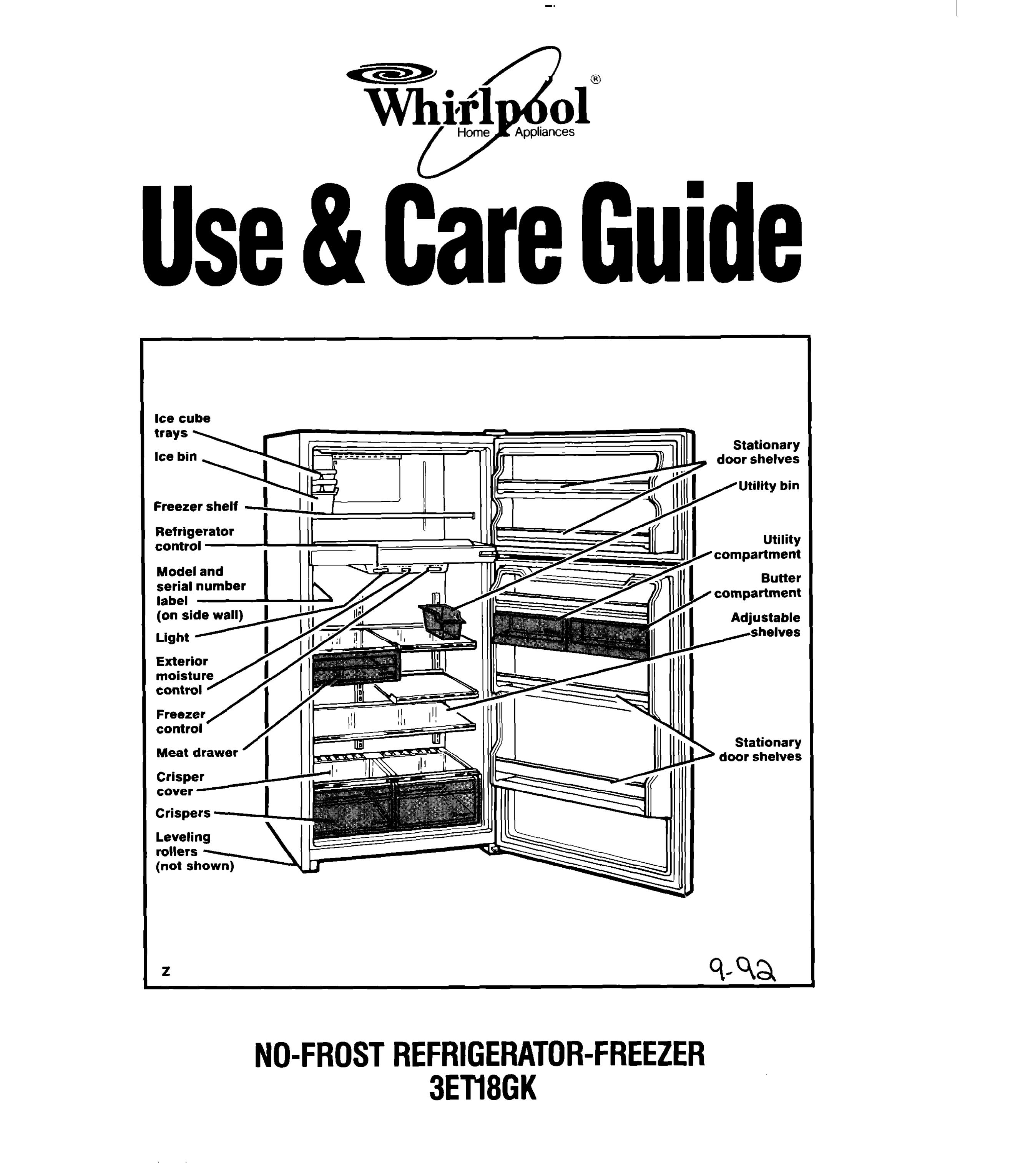 Whirlpool 3Ell8GK Refrigerator User Manual