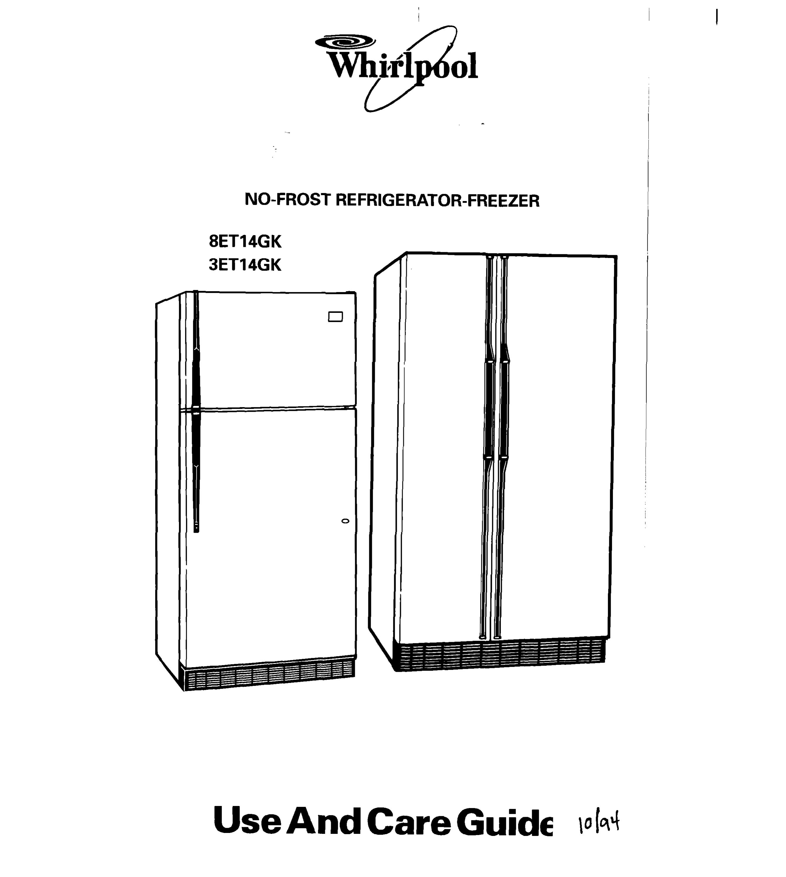 Whirlpool 3ET14GK Refrigerator User Manual