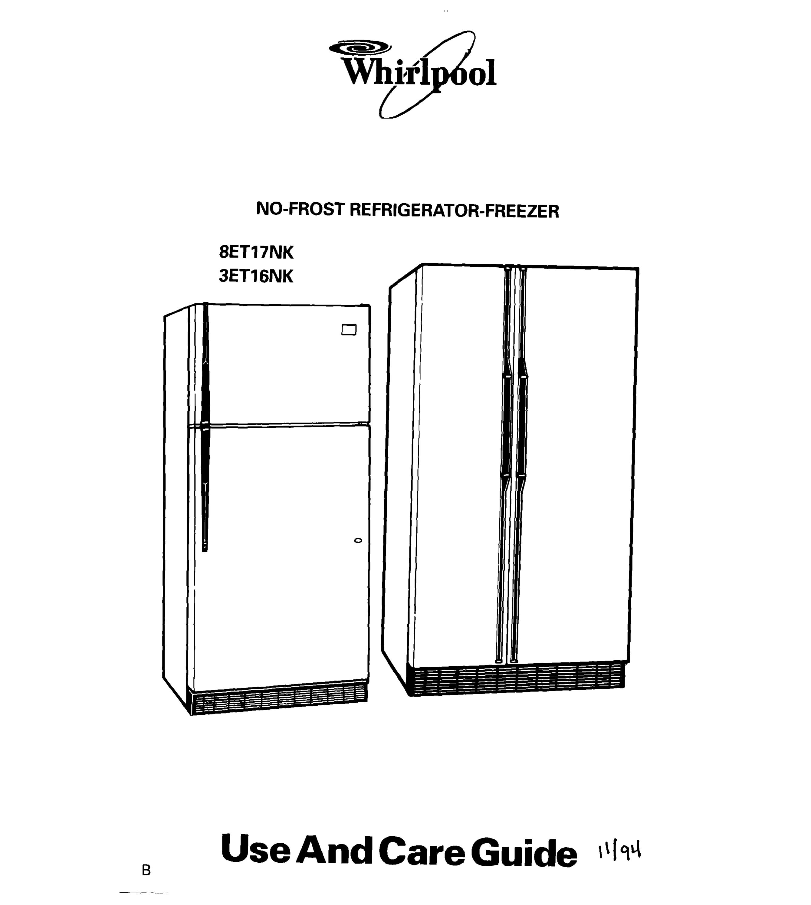 Whirlpool 3ET16NK Refrigerator User Manual