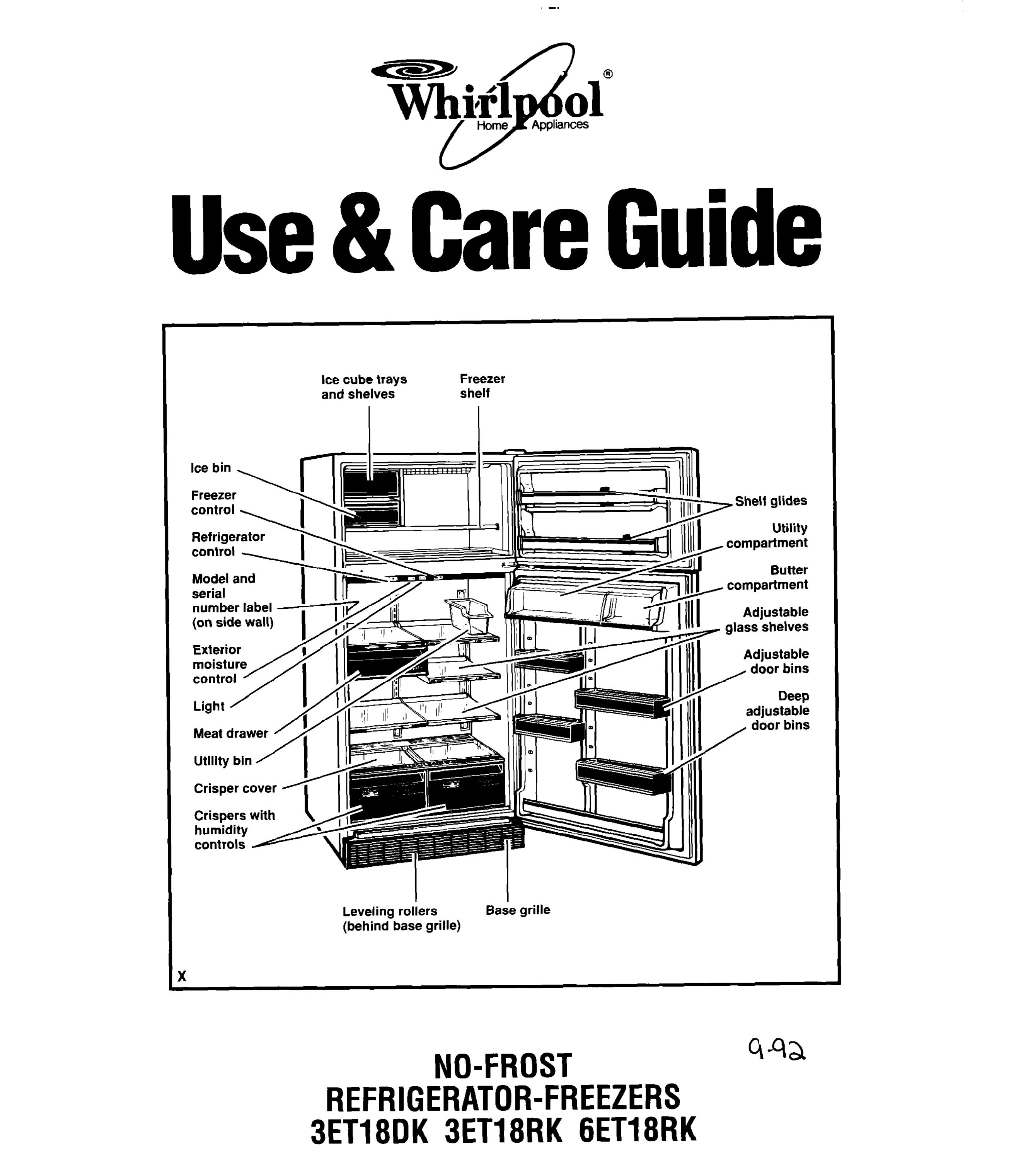 Whirlpool 3ET18DK Refrigerator User Manual