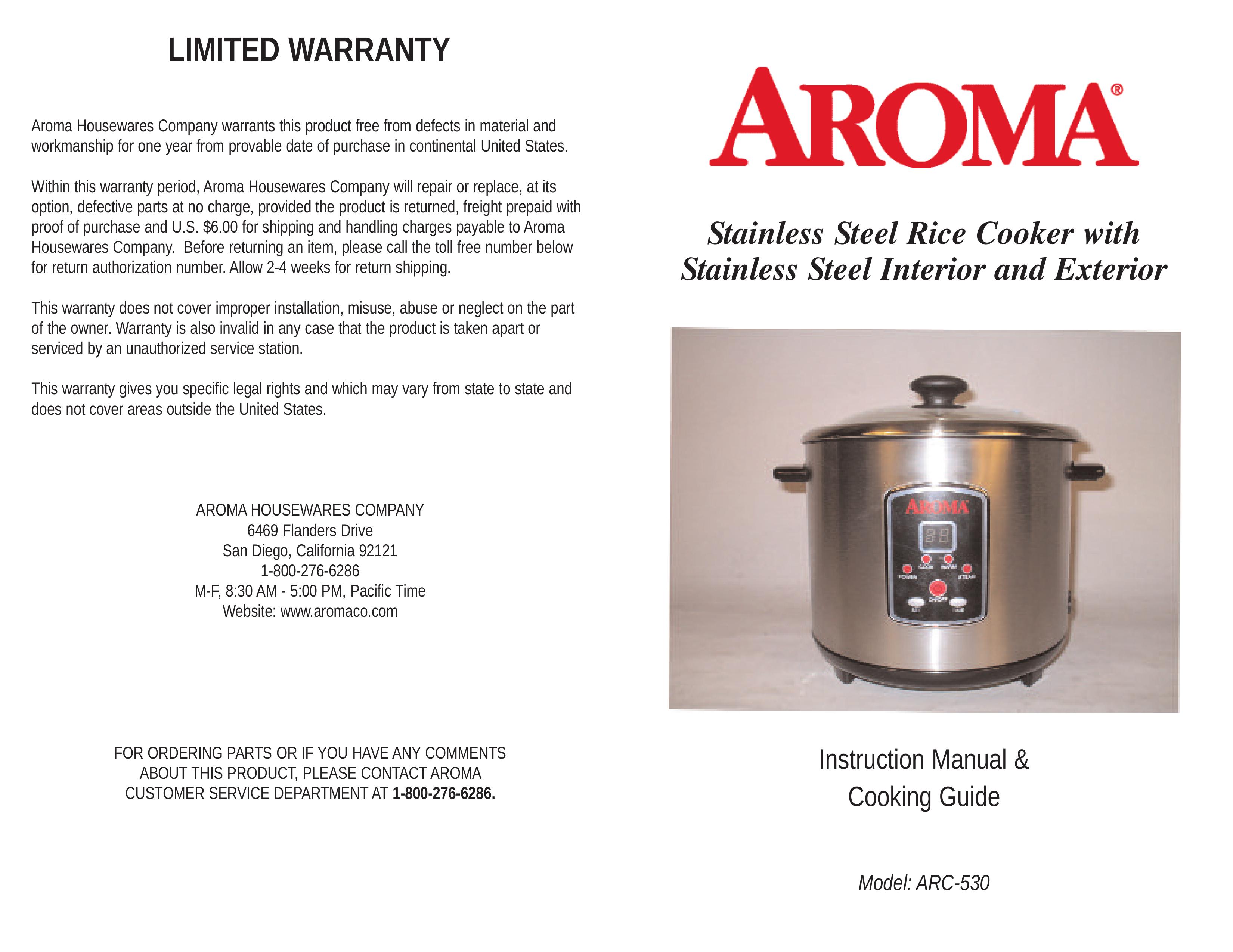 Aroma ARC-530 Rice Cooker User Manual