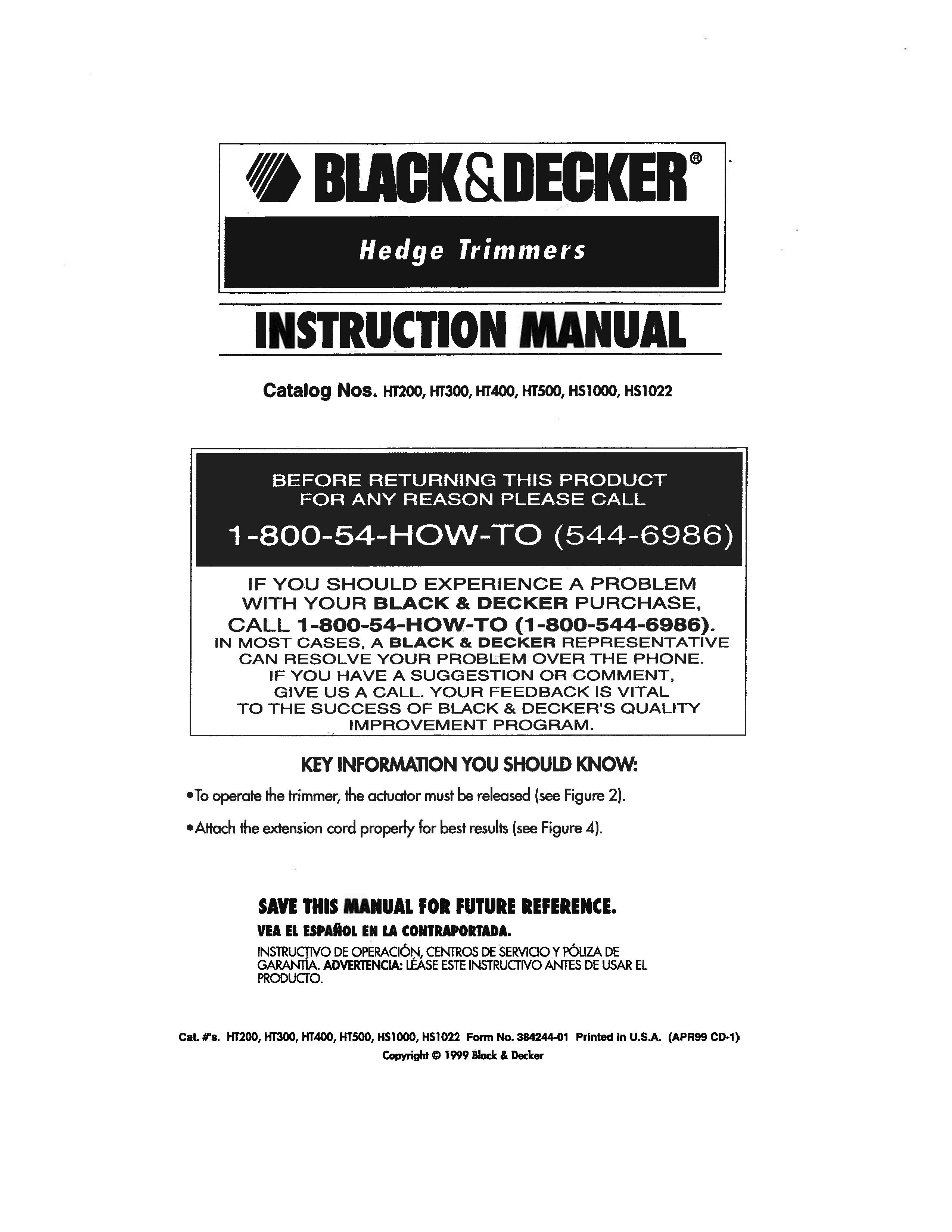 Black & Decker HS1000 Rice Cooker User Manual