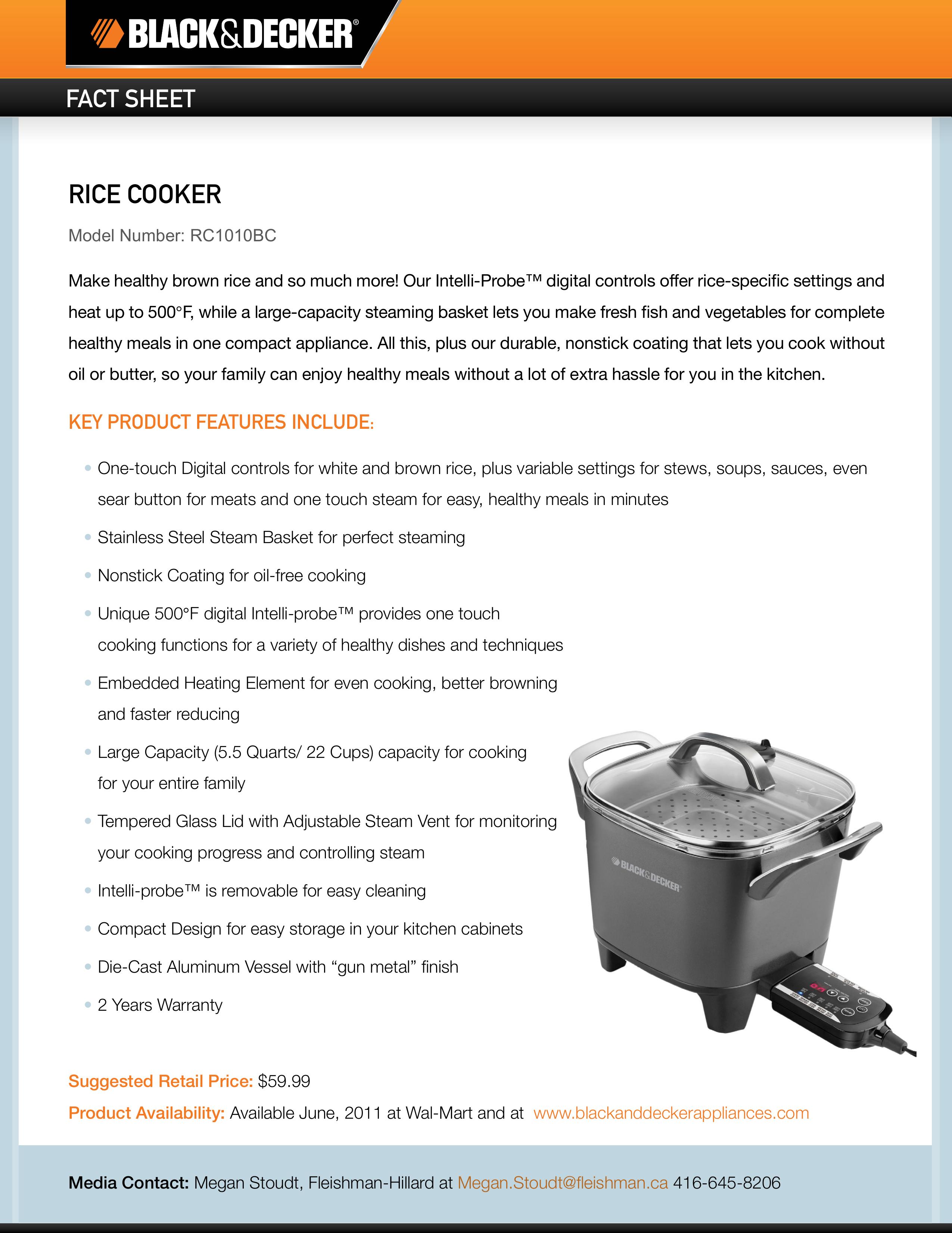Black & Decker RC1010BC Rice Cooker User Manual